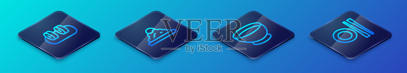 把等距线酱油放在碗寿司食物中图标素材