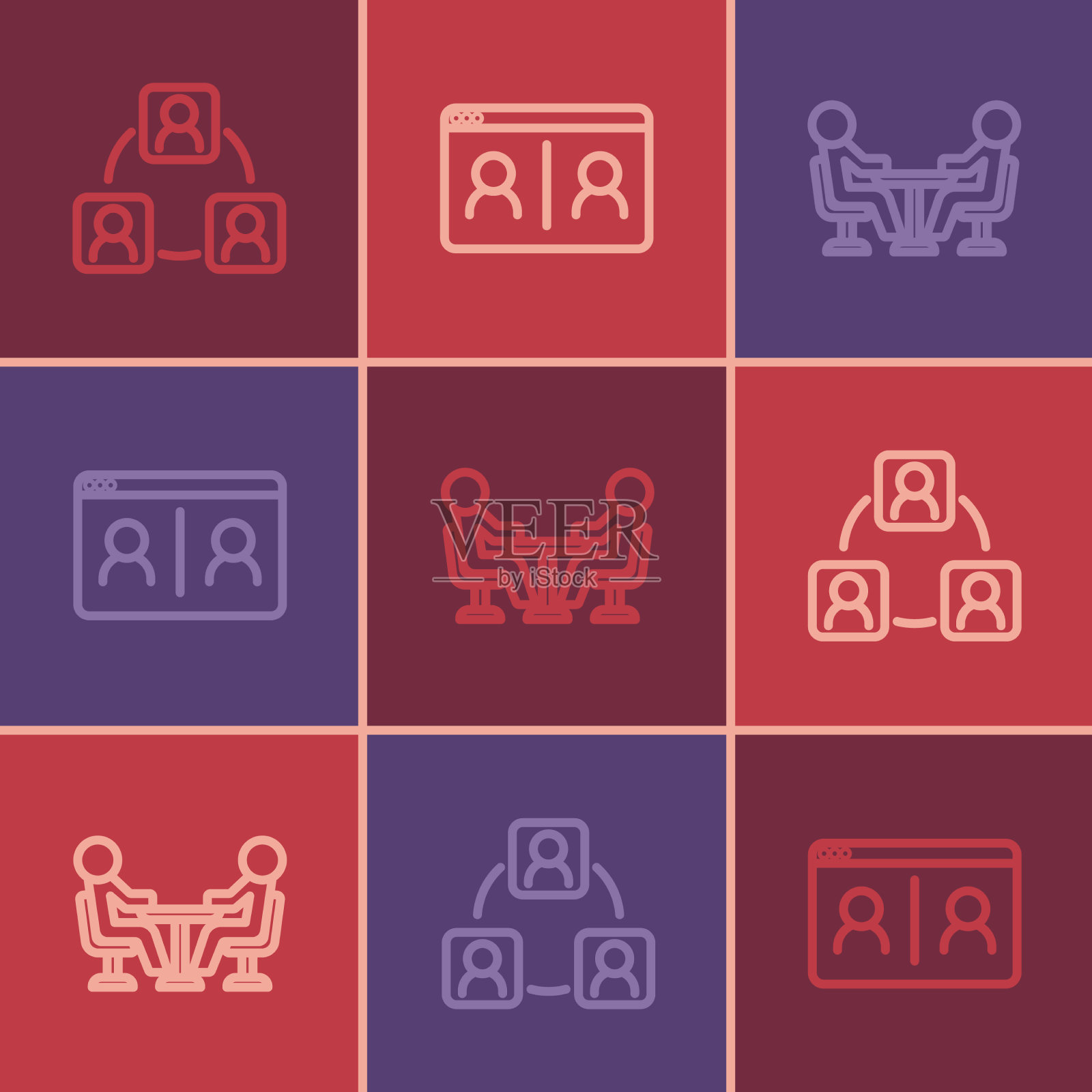 设置线路会议和视频会议图标图标素材