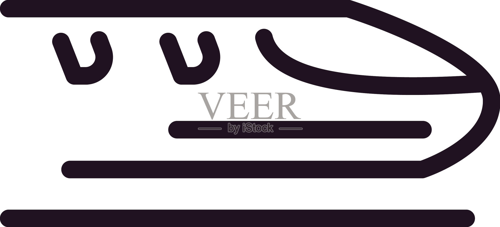 平坦粗体的子弹头列车图标设计元素图片