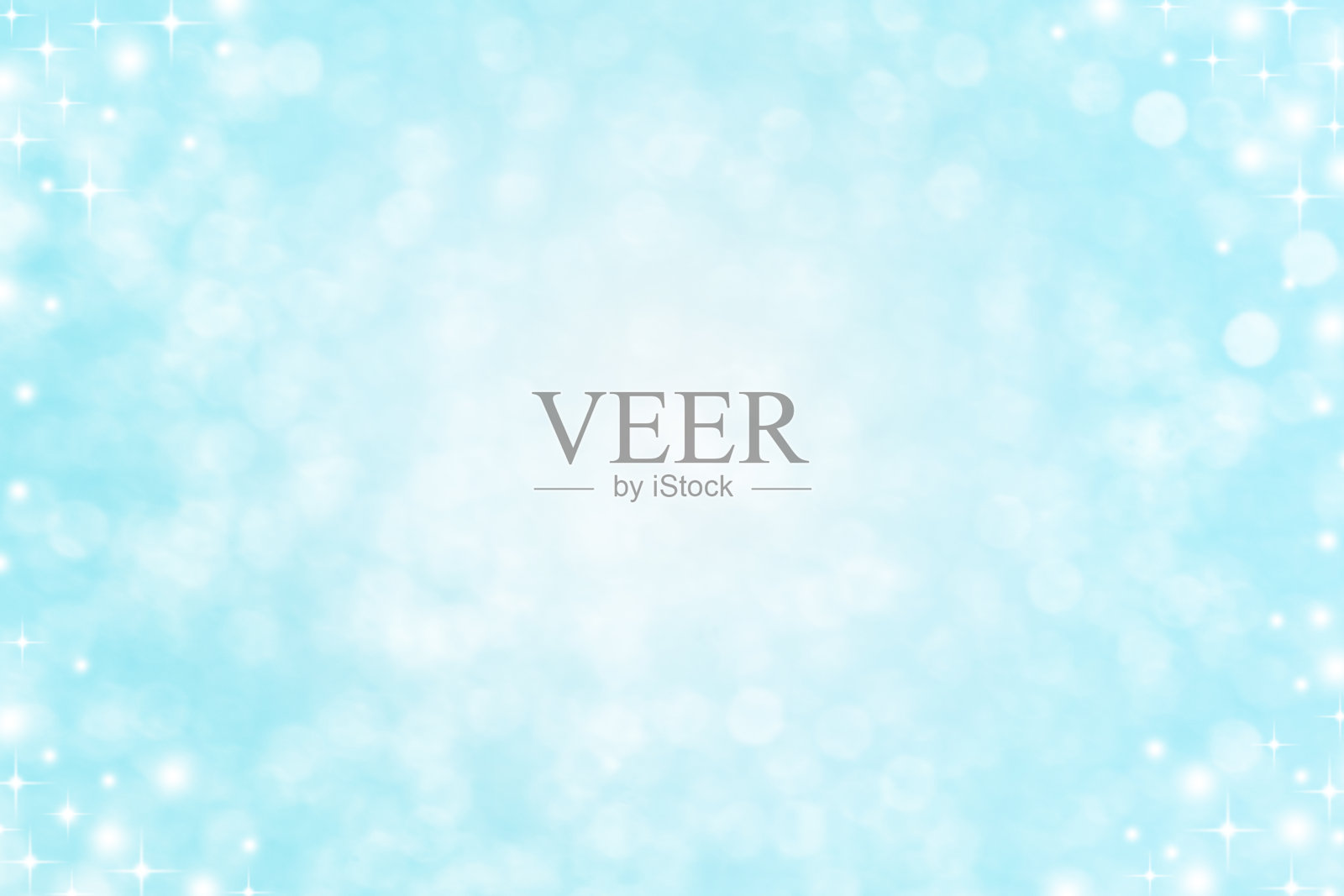 抽象模糊美丽发光的蓝色背景与圆散焦光和闪亮的星星闪闪发光的圣诞节日和快乐的新年季节设计作为旗帜的概念插画图片素材