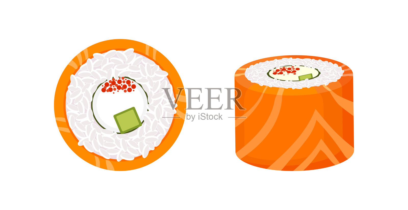 逼真的鱼卷,日本国菜——Vector插画图片素材