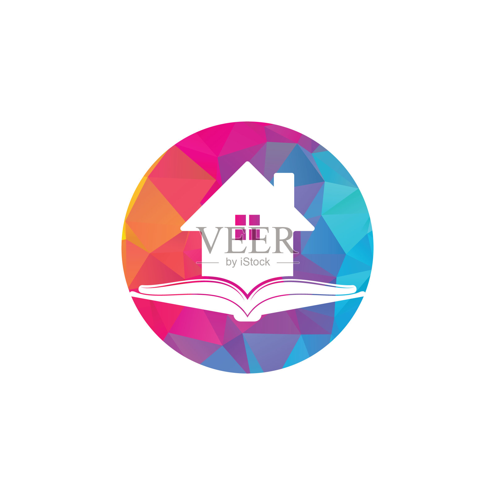 书屋盾形概念标志设计模板。插画图片素材