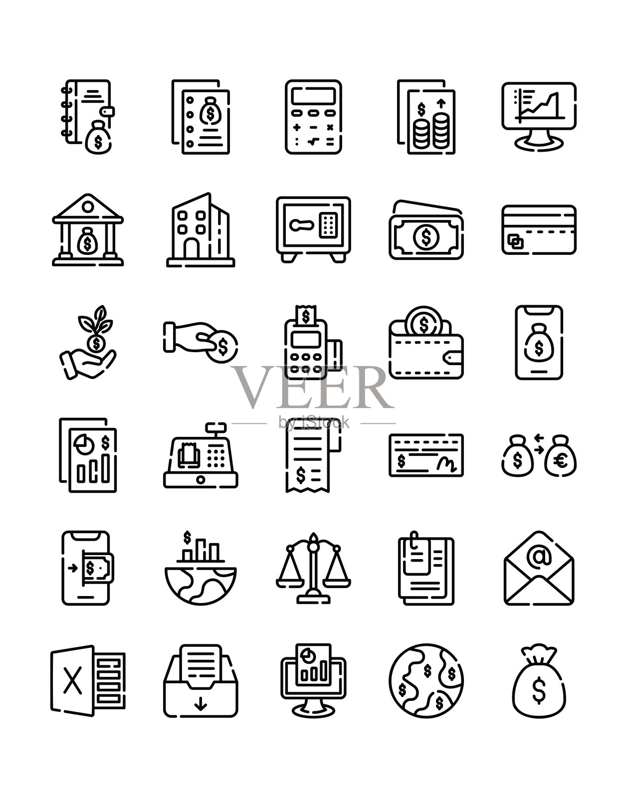 会计图标合集(30个,白色背景)图标素材