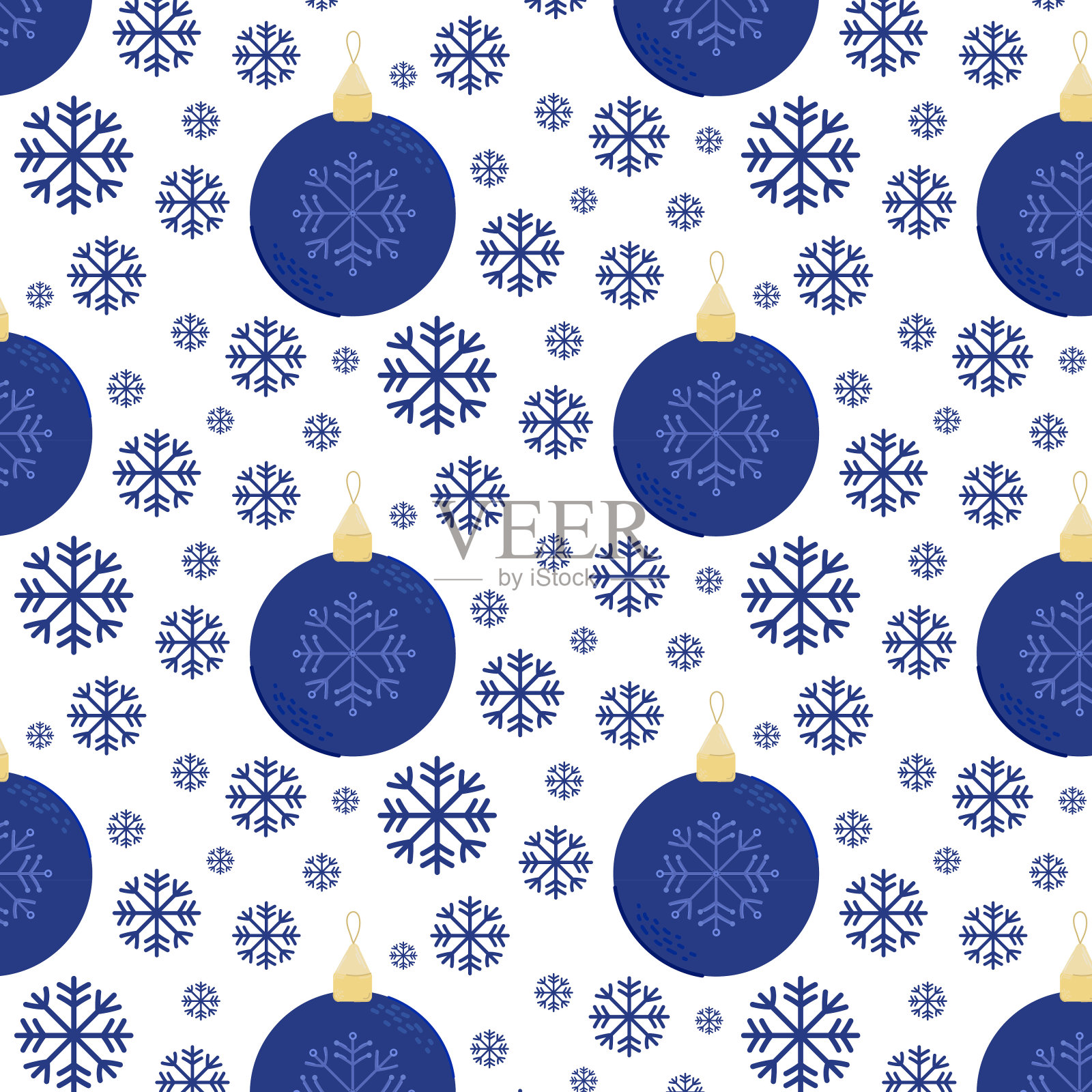 圣诞树玩具矢量无缝图案插画图片素材