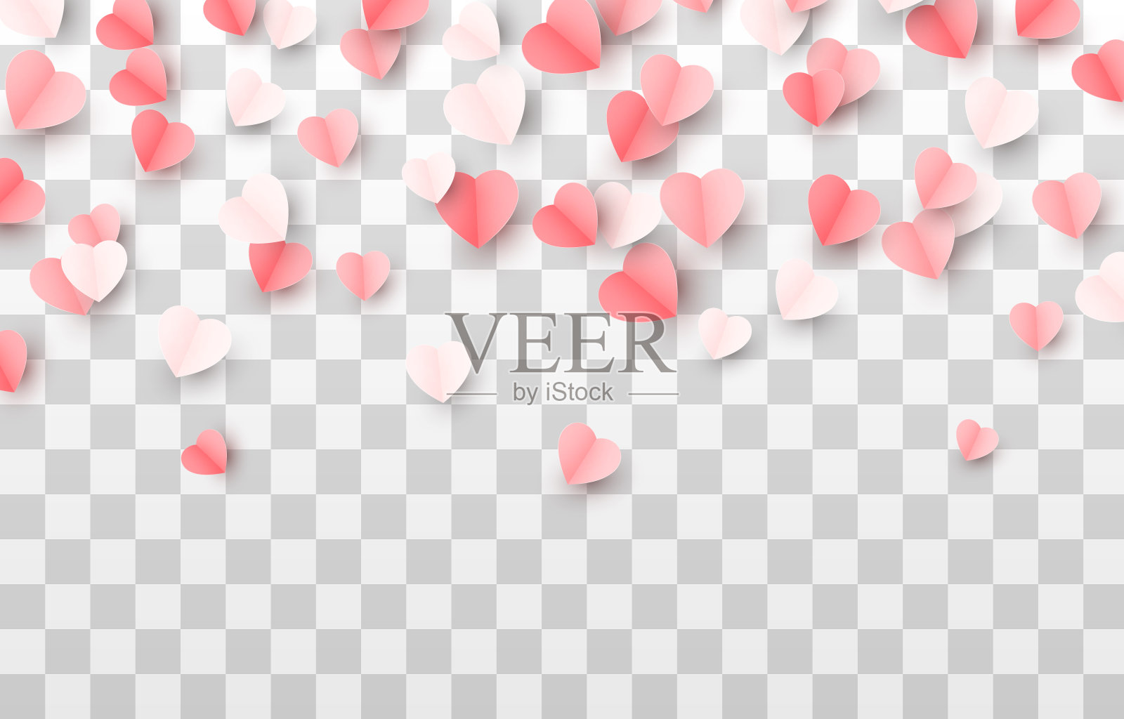 矢量纸心。情人节,五彩心。爱情、节日、纸张元素。插画图片素材