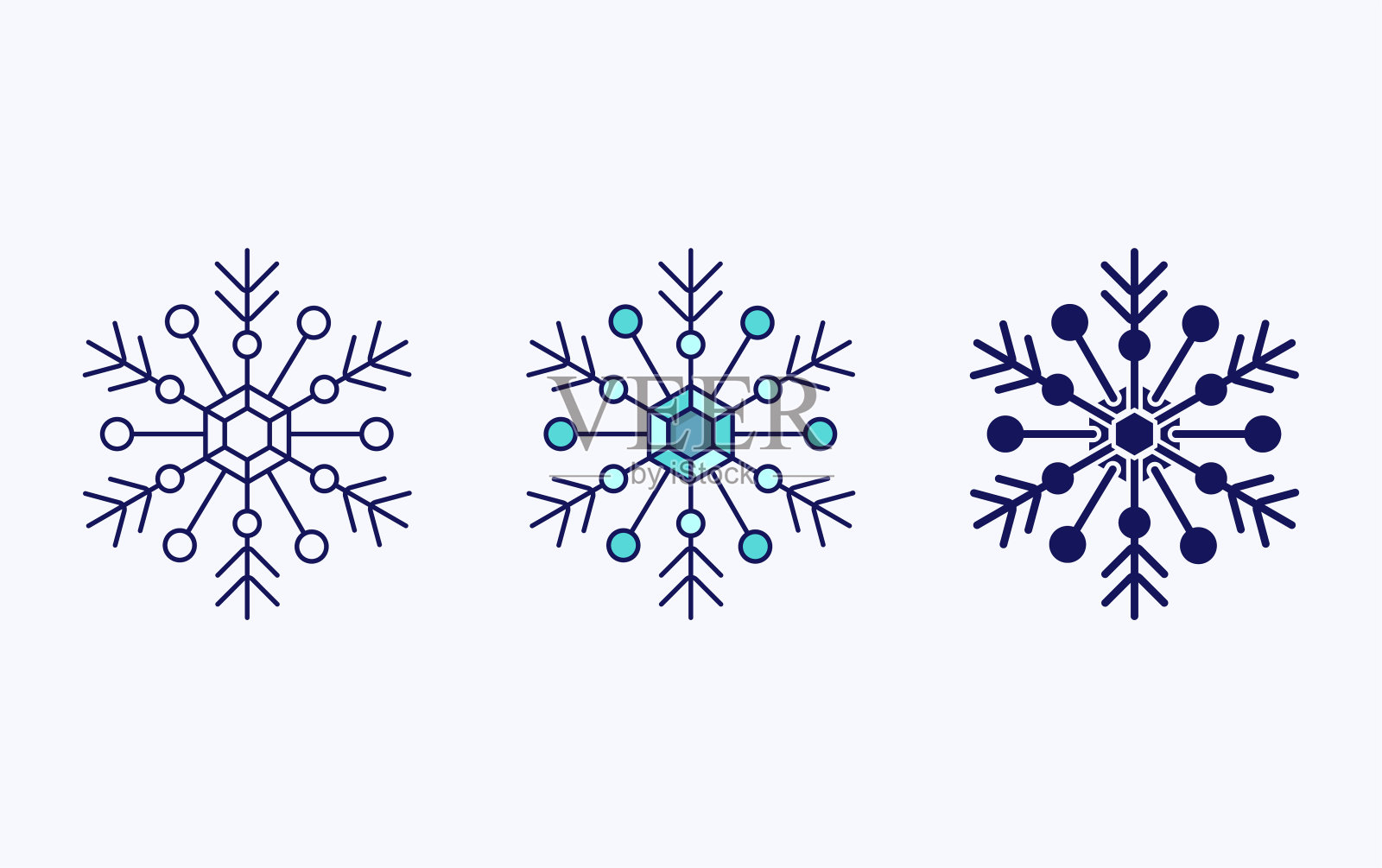 雪花线和字形图标,矢量插图插画图片素材