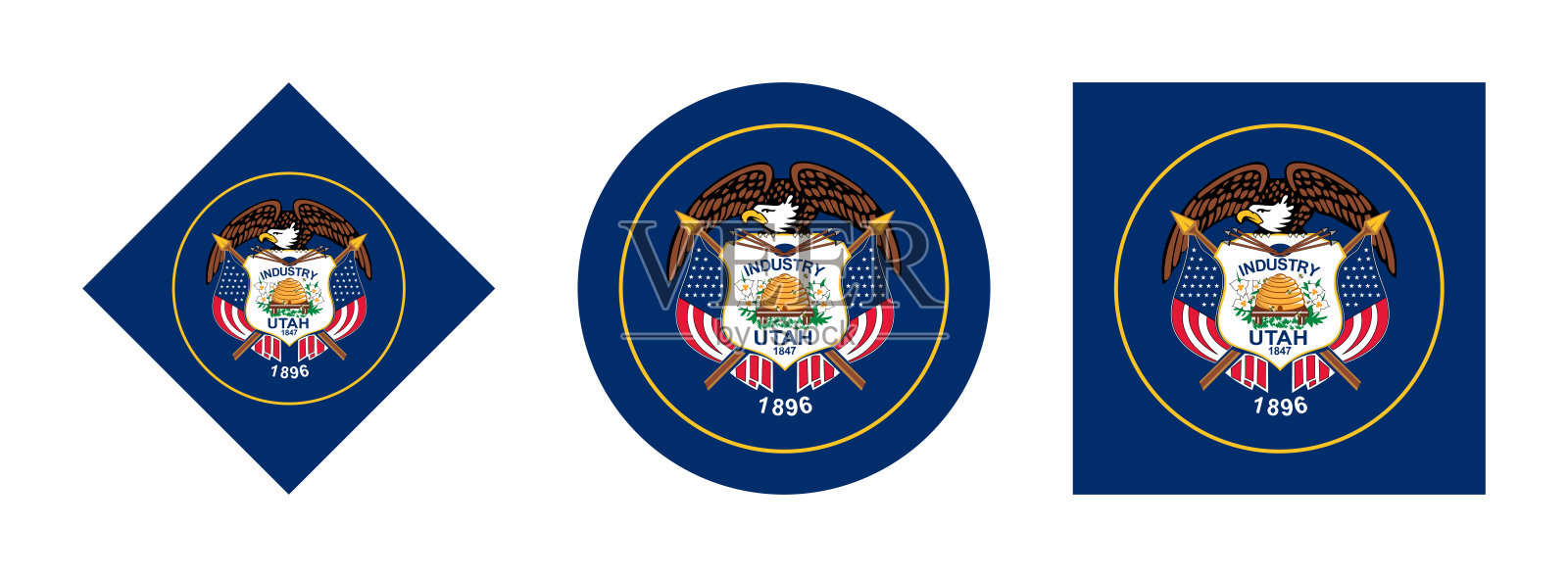 犹他州国旗图标集。向量的背景。矢量插图孤立在白色背景上插画图片素材