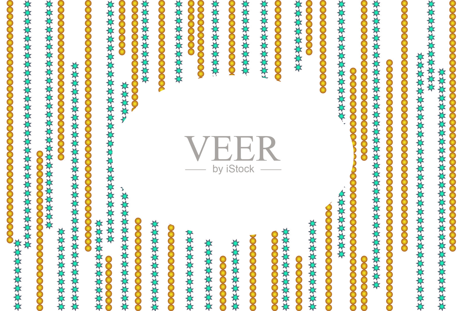 复古的框架挂珠子和星星的照片或文字。矢量图插画图片素材