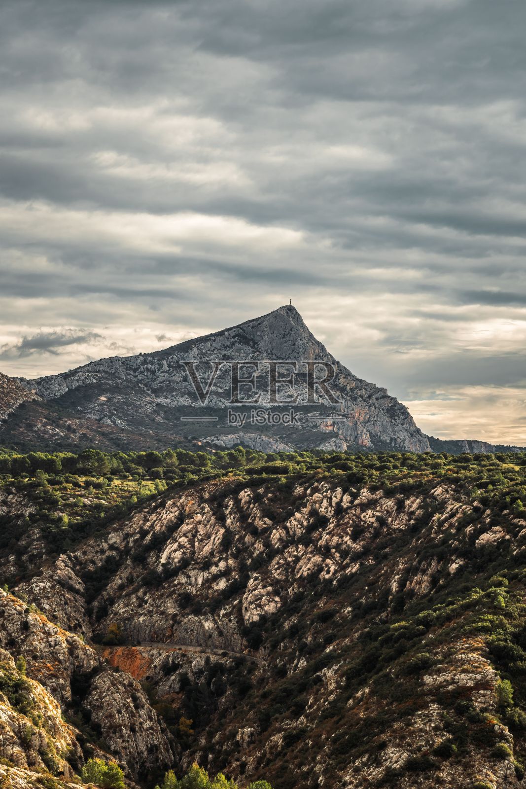 森林覆盖的山的垂直镜头照片摄影图片