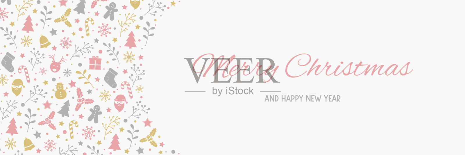 美丽的圣诞横幅与节日的图标。圣诞装饰。向量插画图片素材