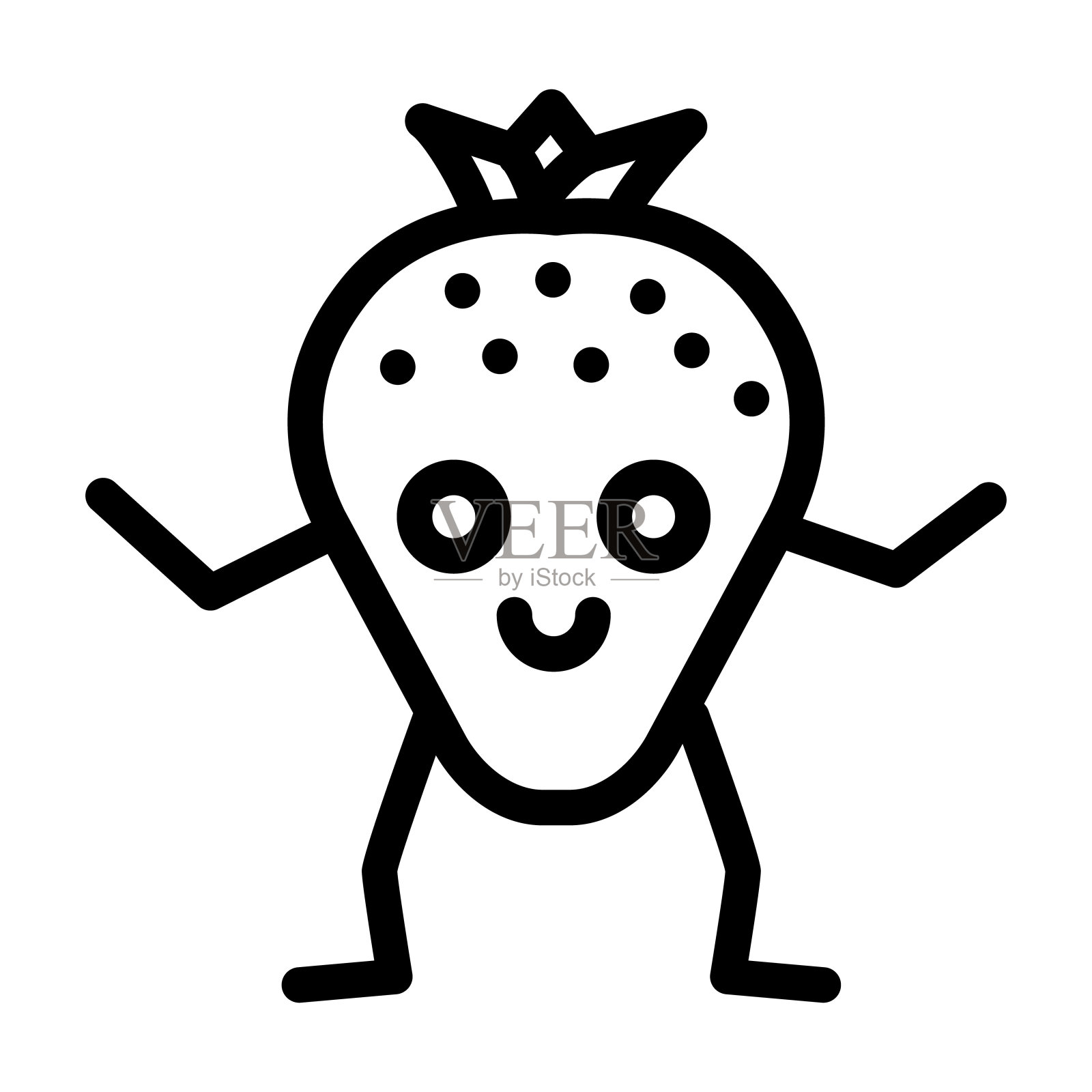 草莓浆果字符线图标矢量插图插画图片素材