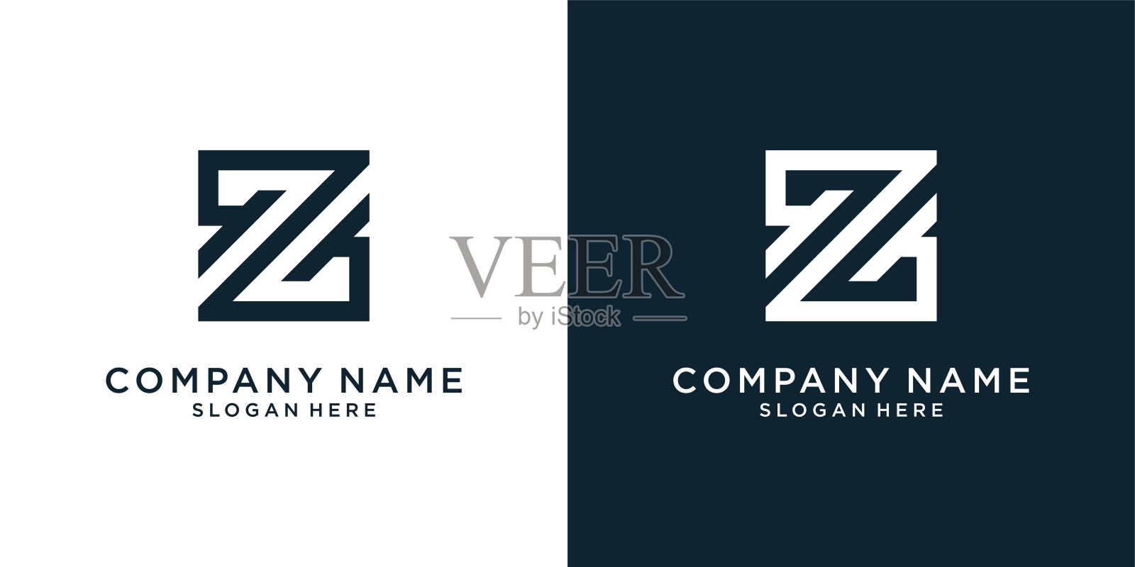 字母Z或ZZ的字母组合标志设计矢量。插画图片素材