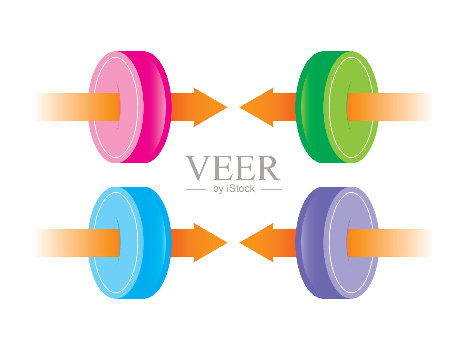 圆和箭头概念彩色矢量插画图片素材