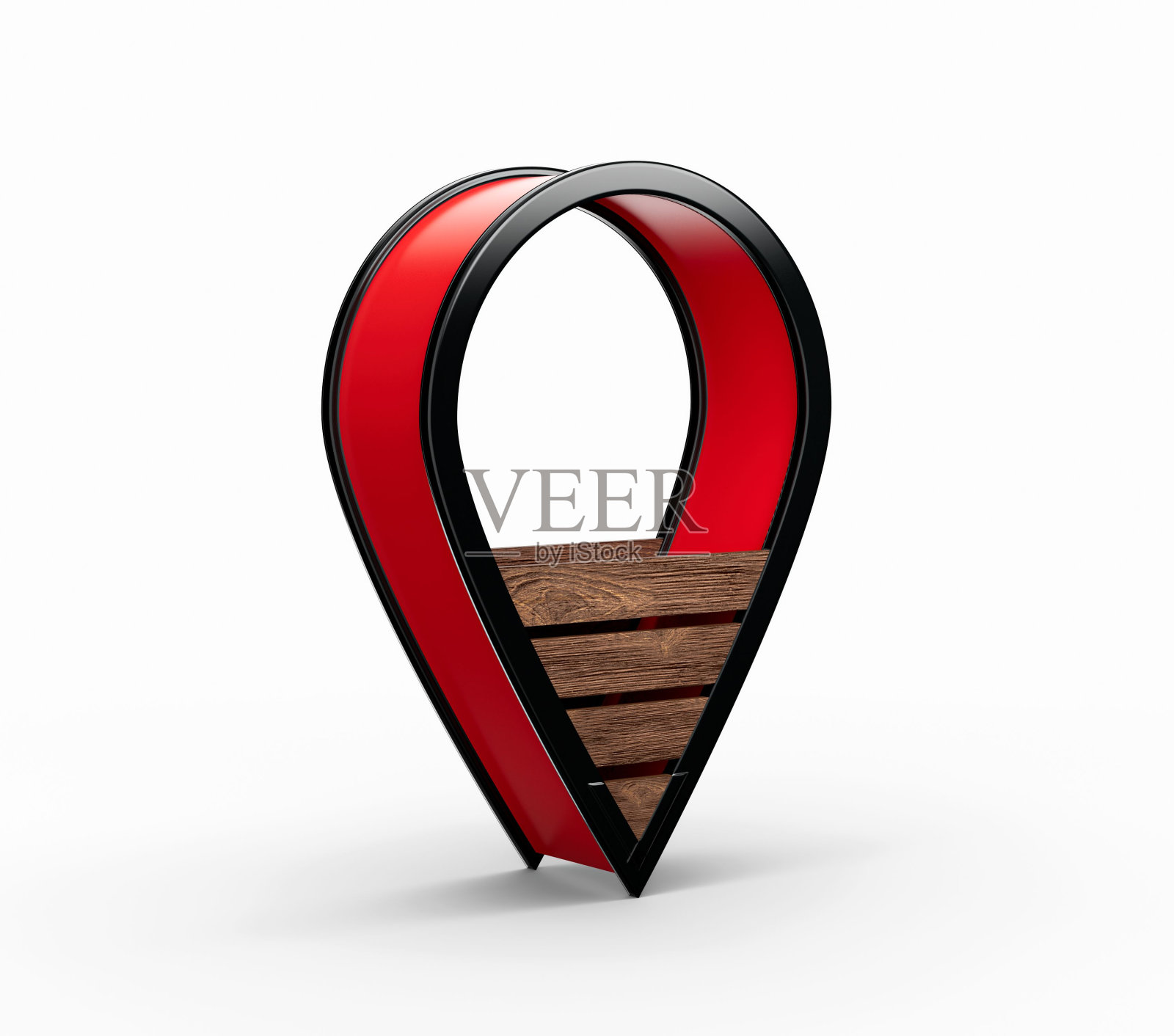 孤立在白色背景上的定位针的3d渲染。照片摄影图片