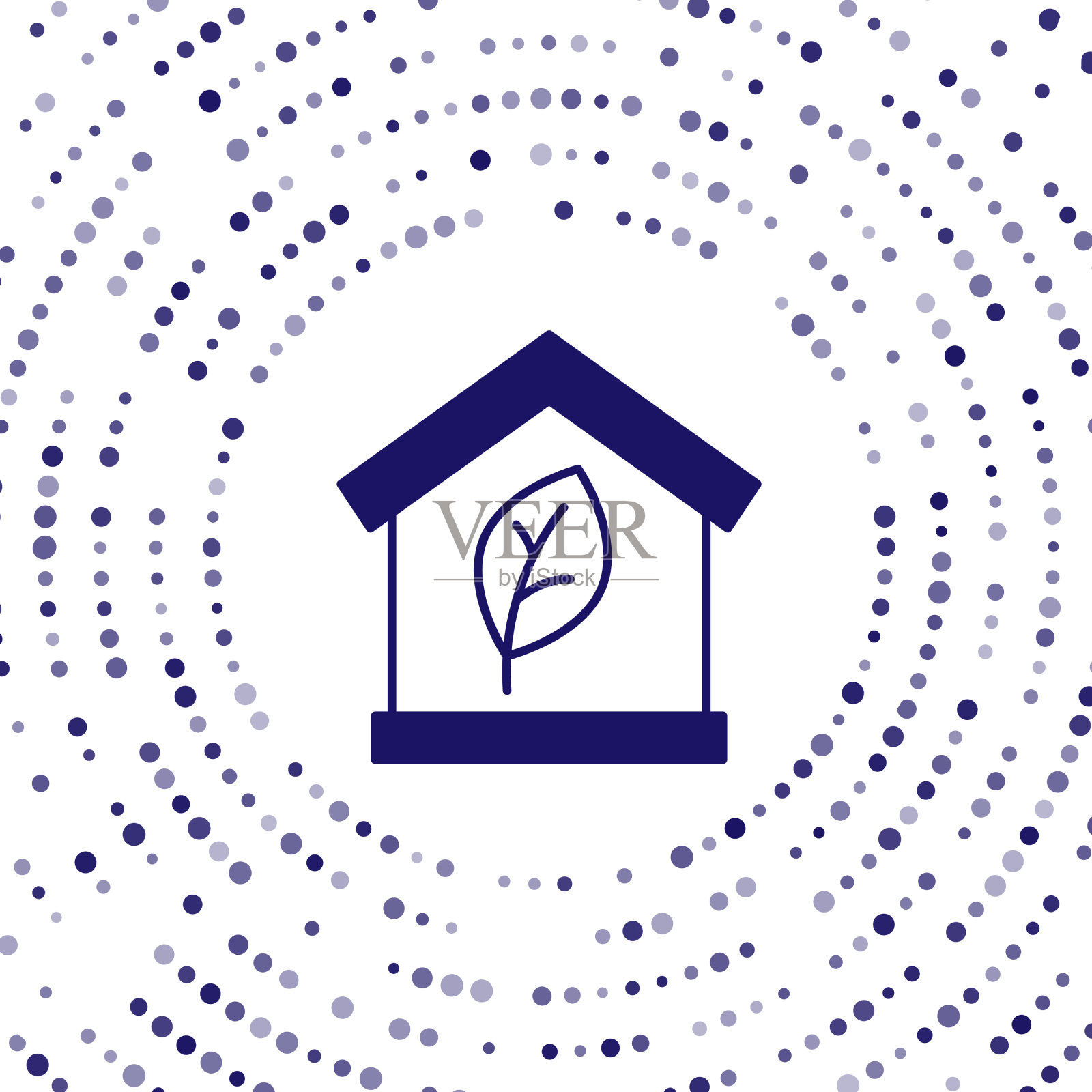 蓝色环保房屋图标孤立在白色上插画图片素材