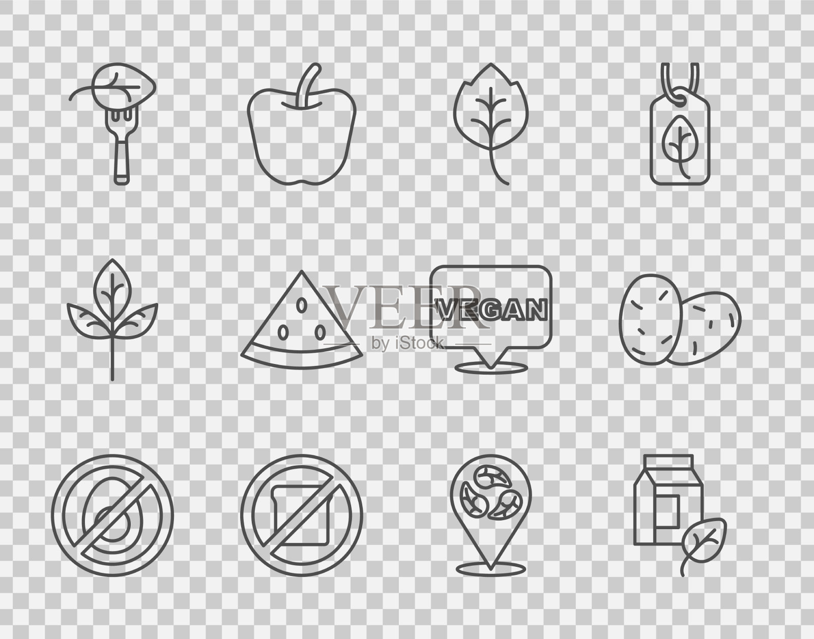 设线无肉纯素奶叶或叶子图标素材