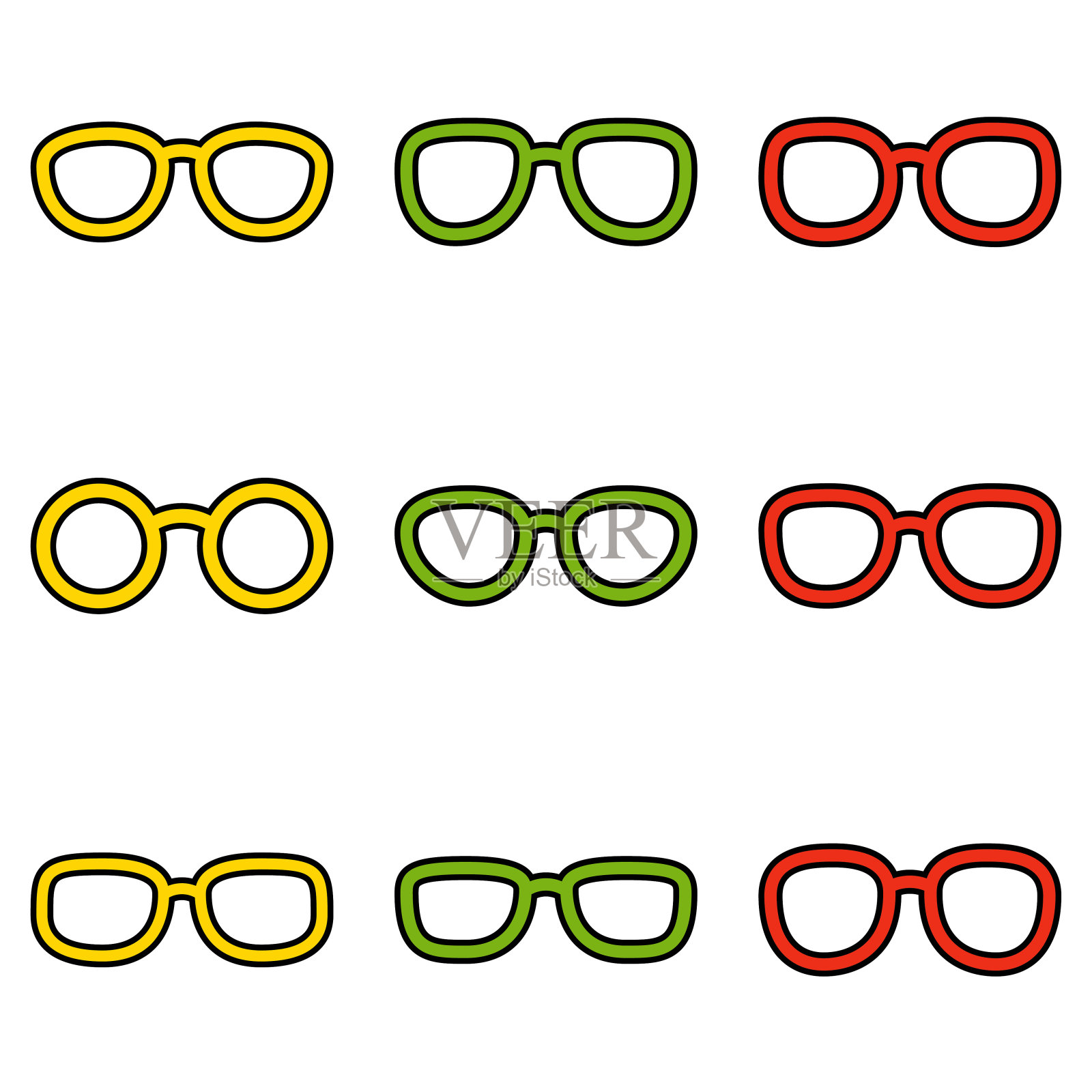 套眼镜在平面风格孤立设计元素图片