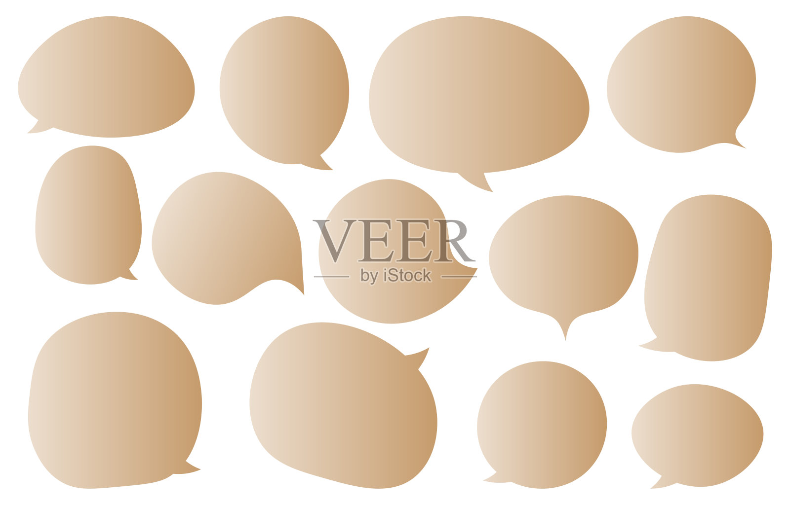 在白色背景上设置语音气泡,矢量语音或对话气泡,图标聊天或消息,用于添加文本,椭圆形和涂鸦风格插画图片素材