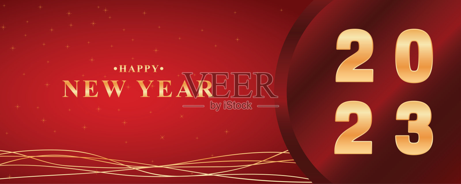 2023年新年背景渐变红色和金色设计模板素材