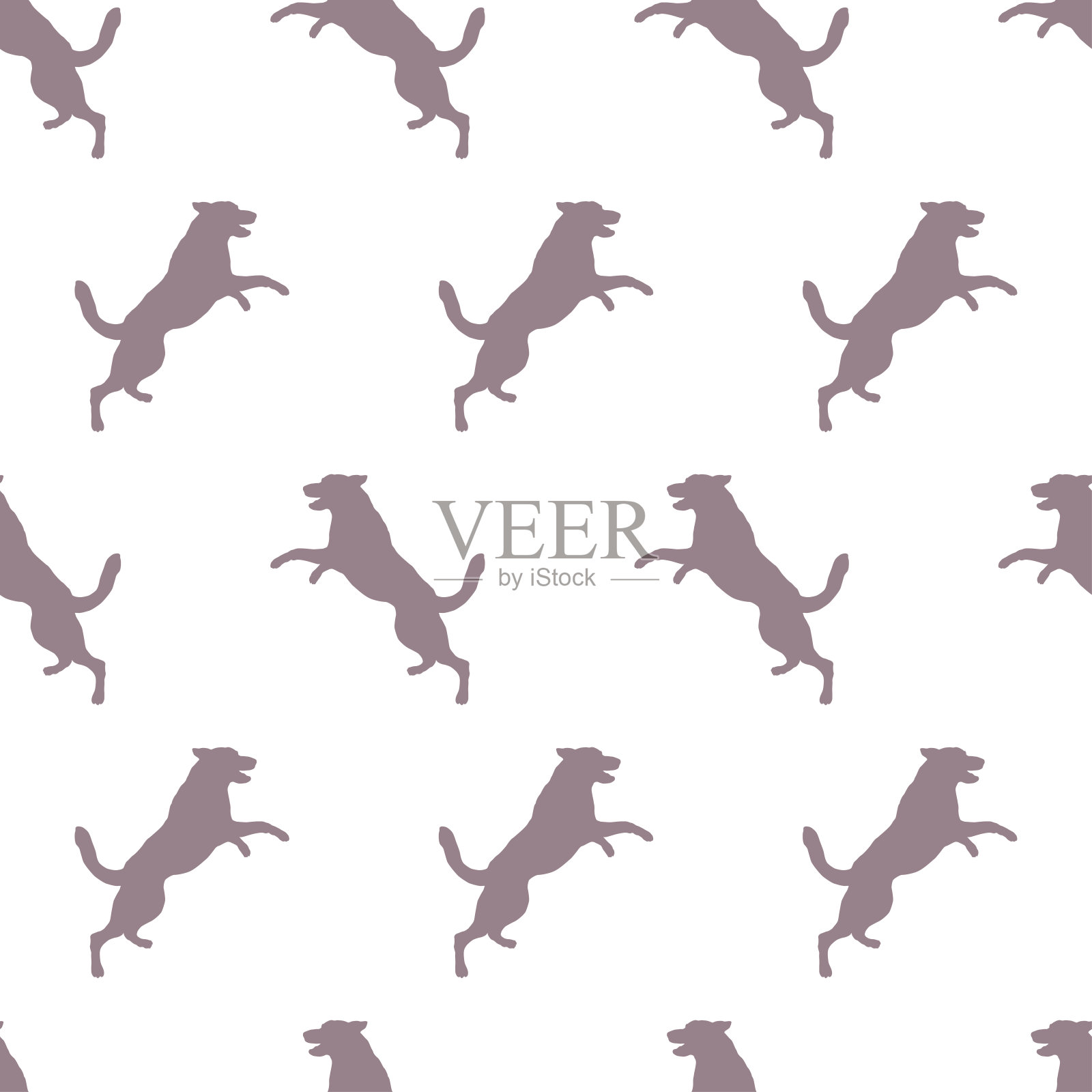 无缝模式。跳跃的东欧牧羊犬幼犬孤立在白色背景上。狗的剪影。无尽的纹理。为墙纸、织物设计。插画图片素材