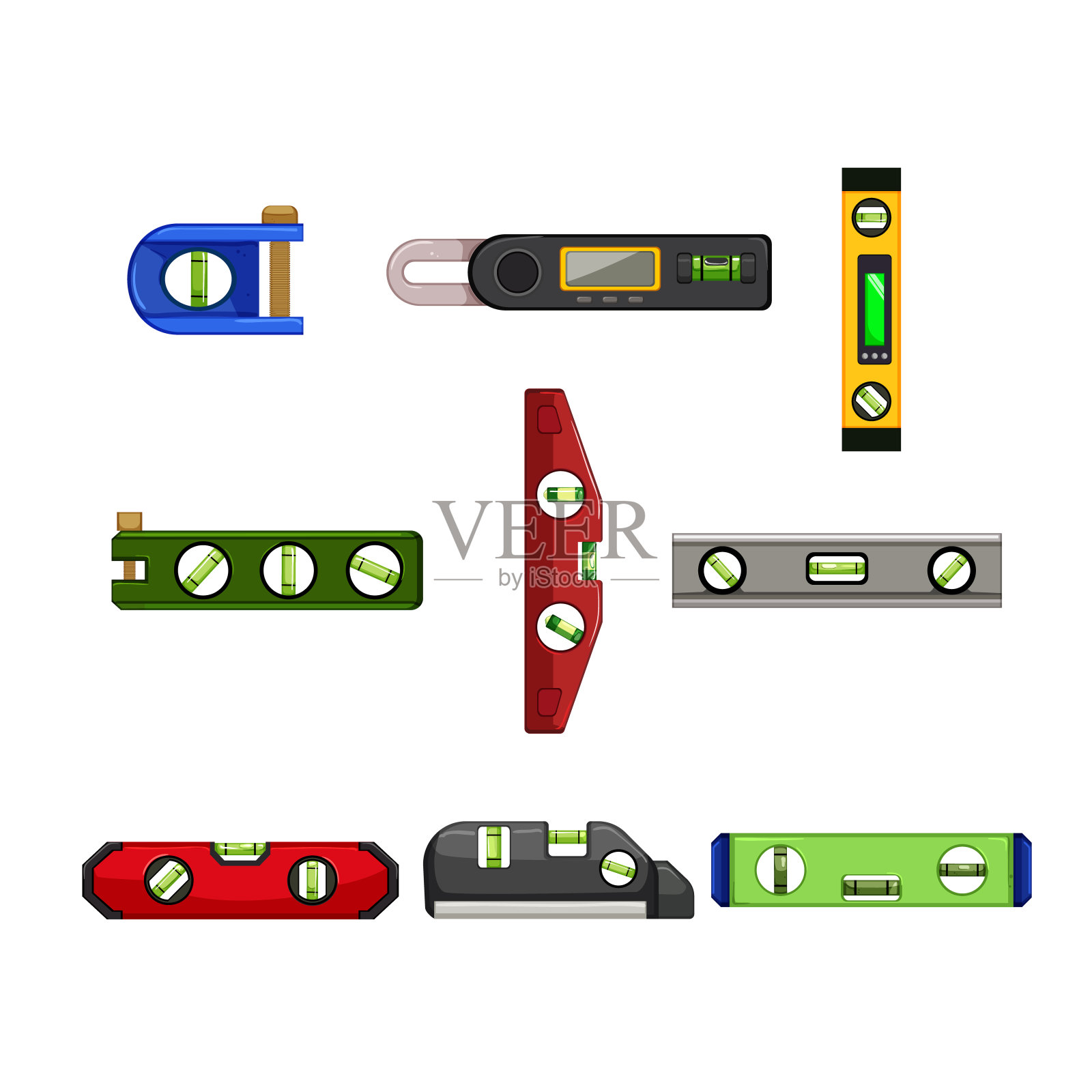 水平工具集卡通矢量插图插画图片素材