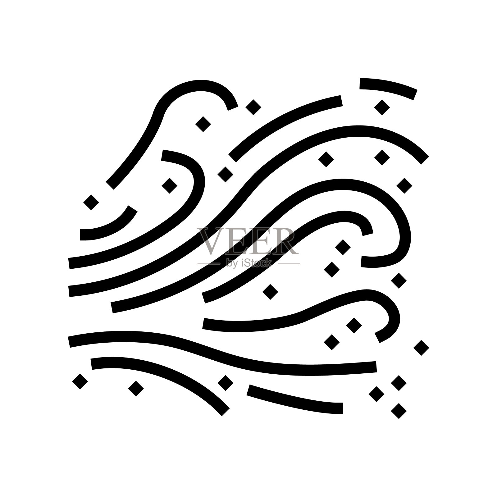 微风空气清洁线图标矢量插图插画图片素材