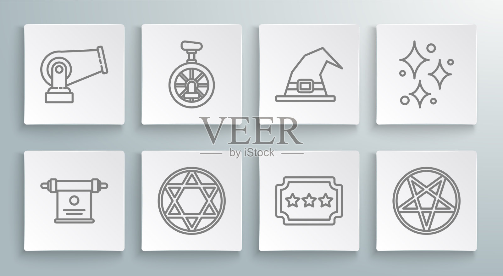 设线魔术卷轴独轮车或单轮独轮车图标素材