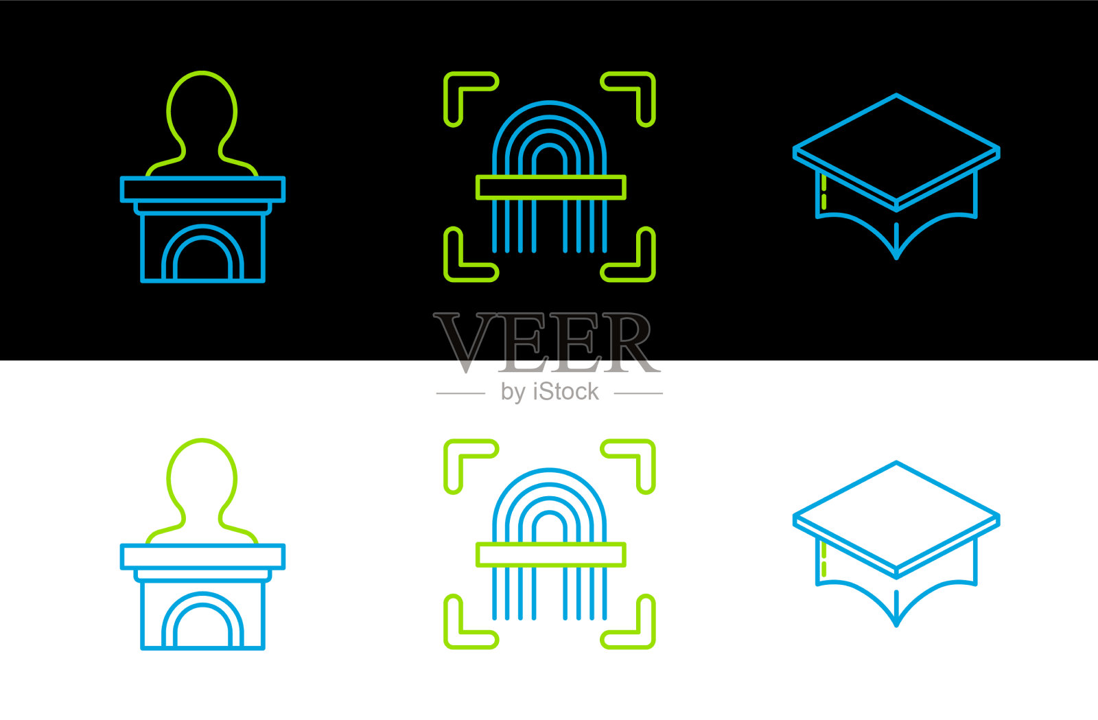 定线毕业帽舞台站或辩论图标素材