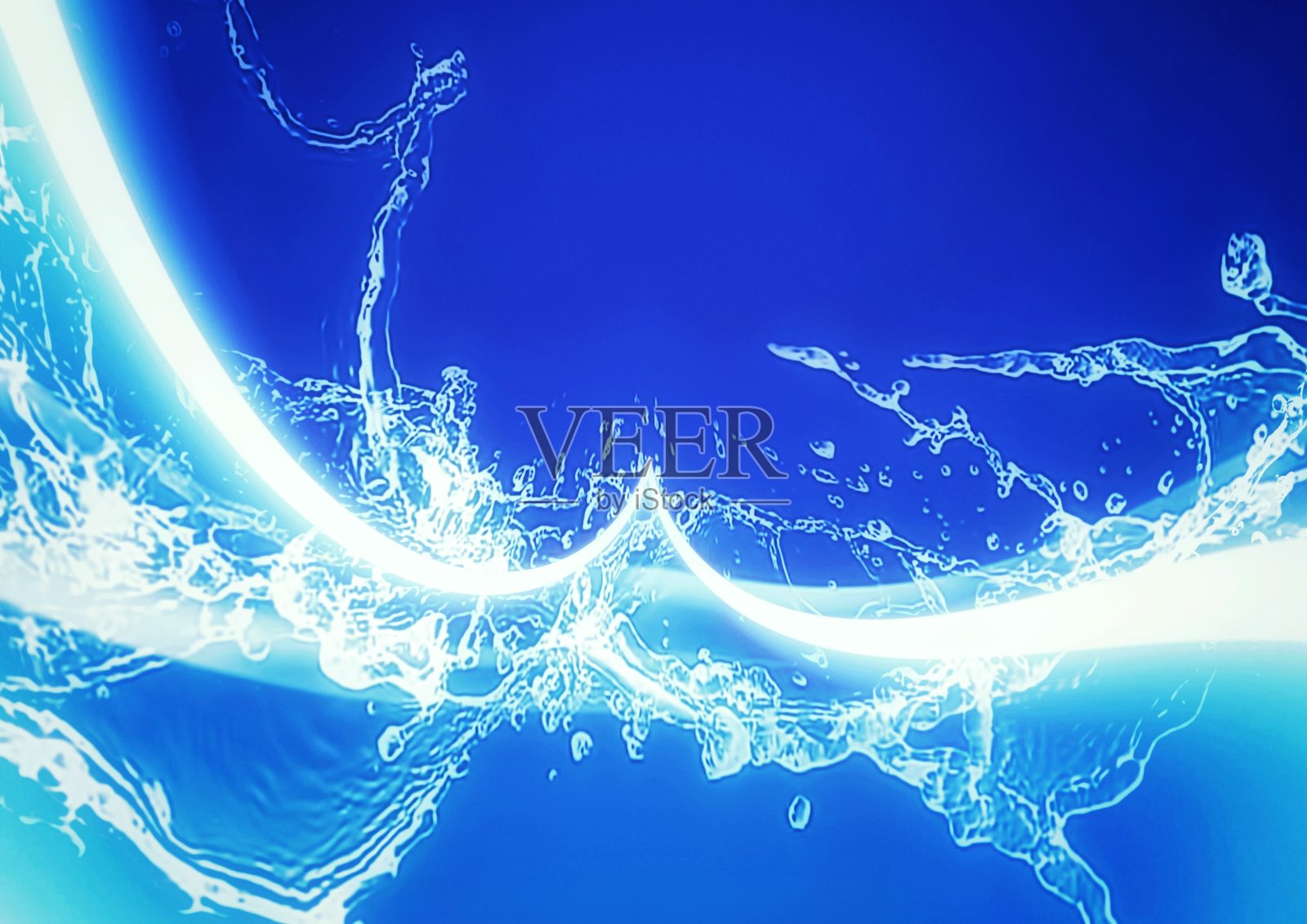 科学概念中蓝色飞溅和波浪的3d插图照片摄影图片