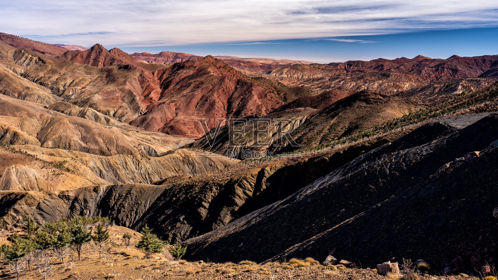 摩洛哥高阿特拉斯山脉的景观。照片摄影图片