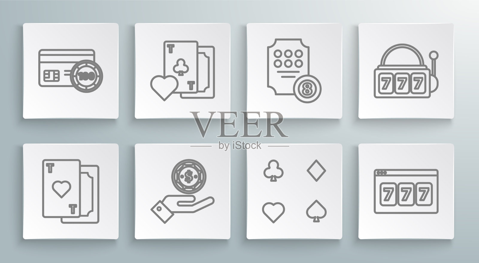 设线打牌与心梅花符号图标素材