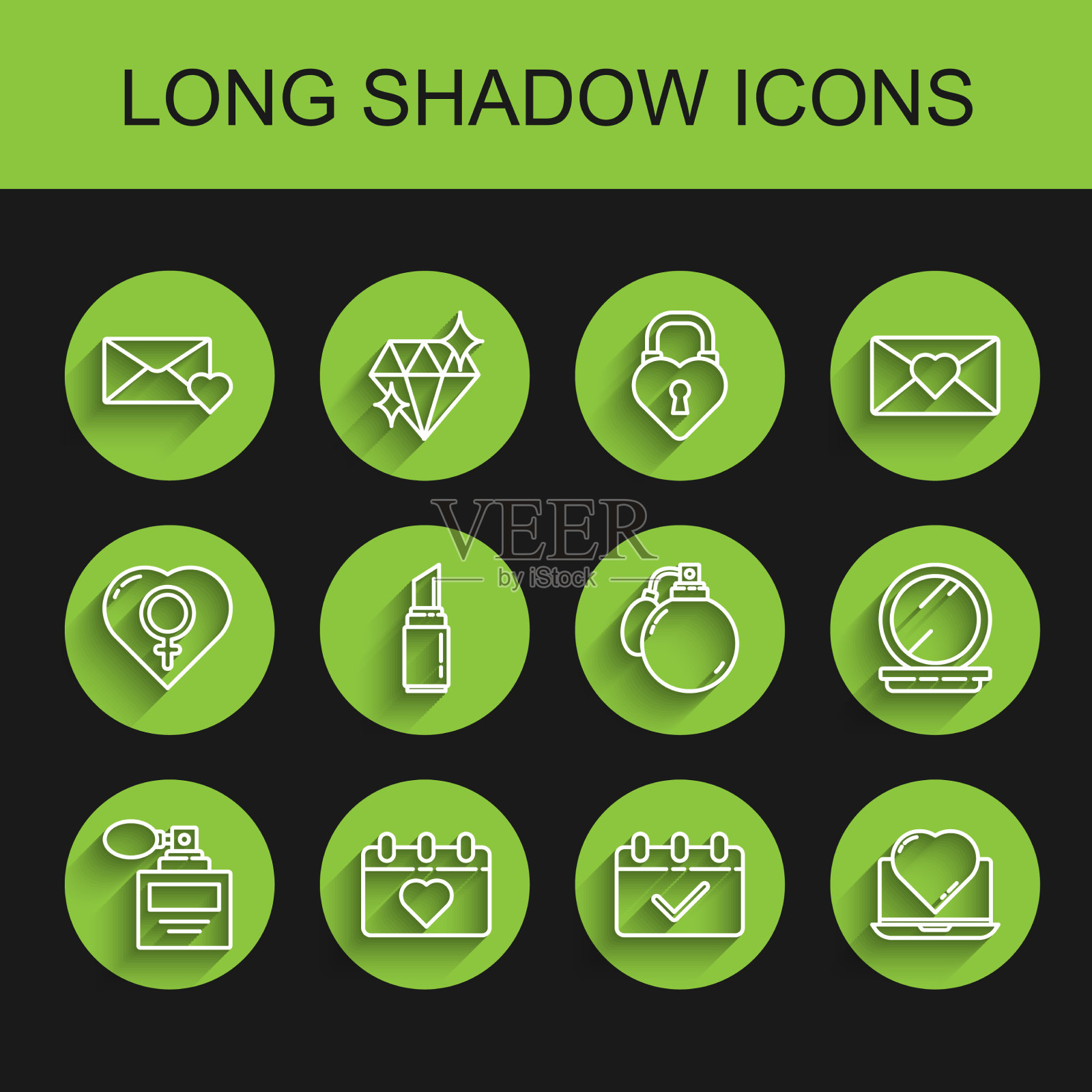 设置线香水日历与3月8日信封图标素材