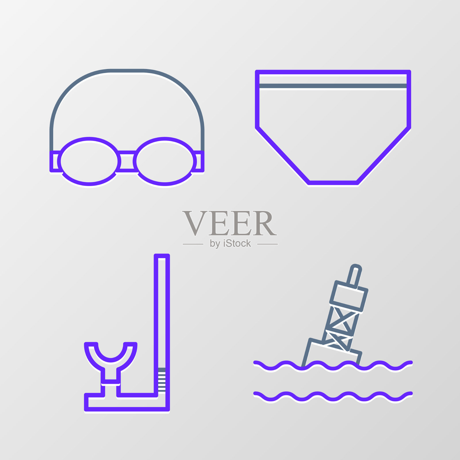 在海上通气管上设置线浮浮标图标素材