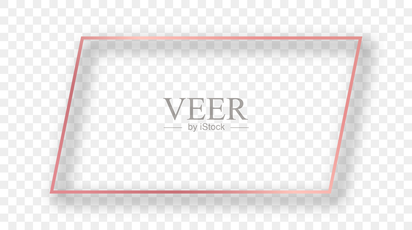 玫瑰金发光矩形框架与阴影插画图片素材