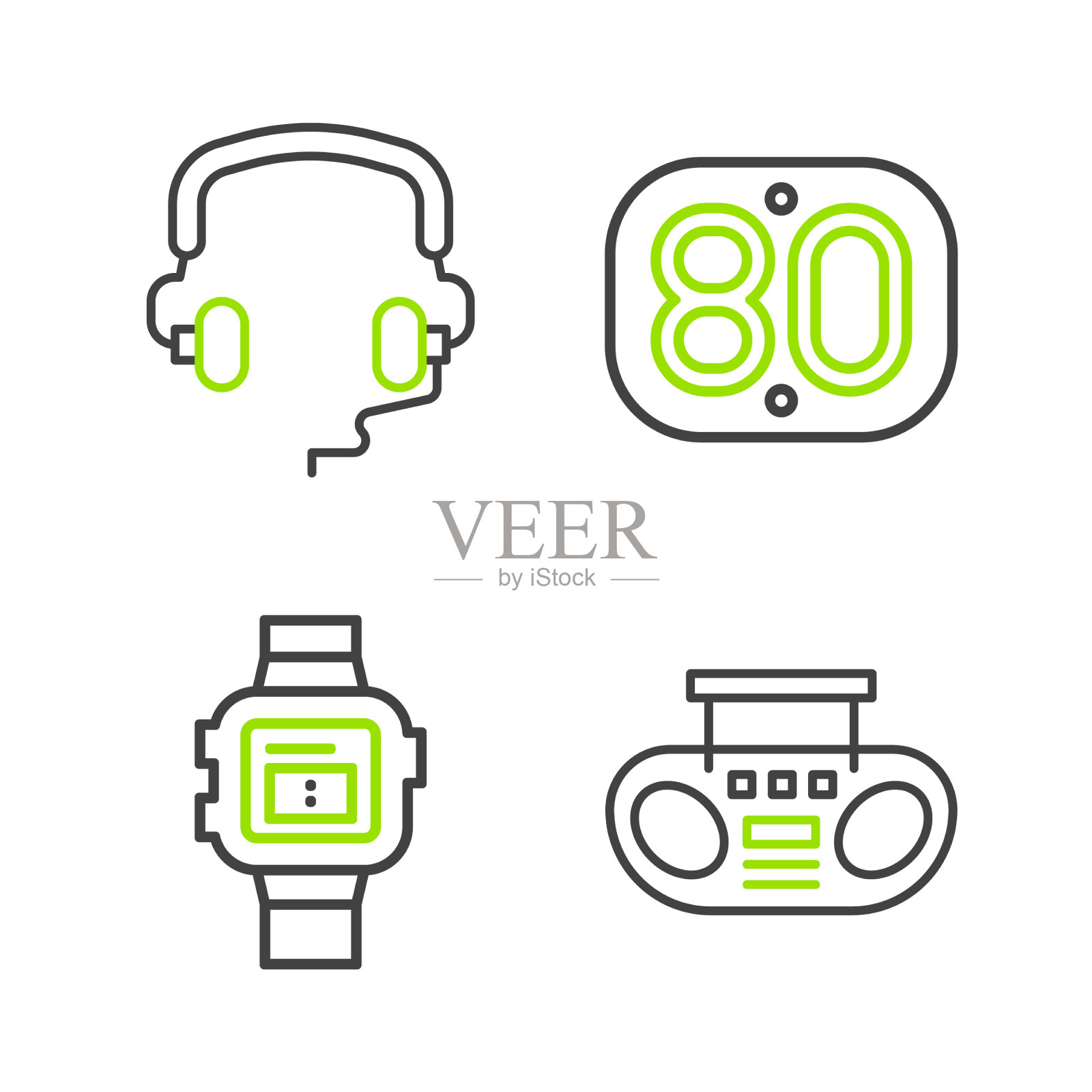 设置线家庭音响与两个扬声器手腕图标素材