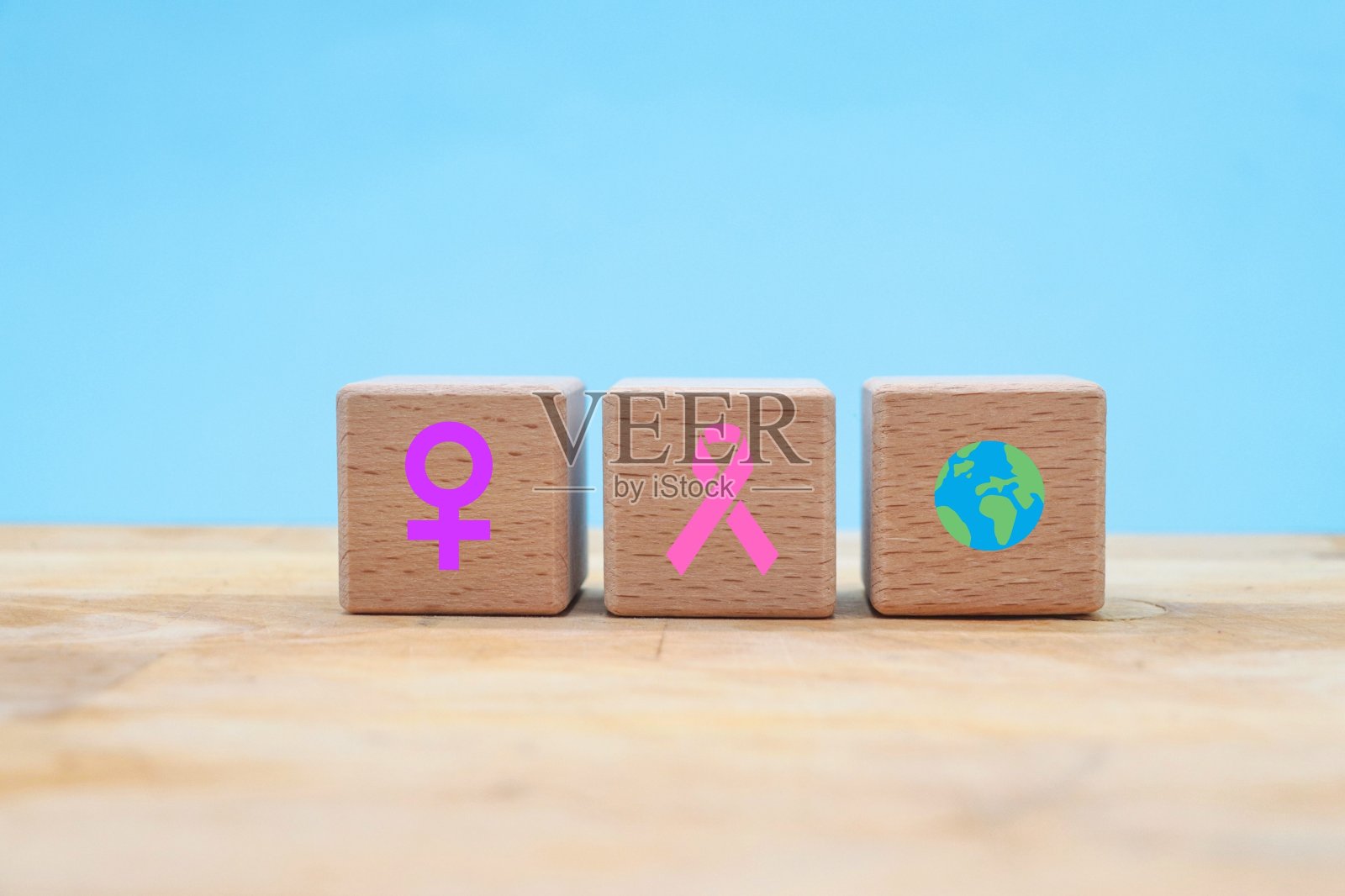 乳腺癌概念与木块立方体照片摄影图片