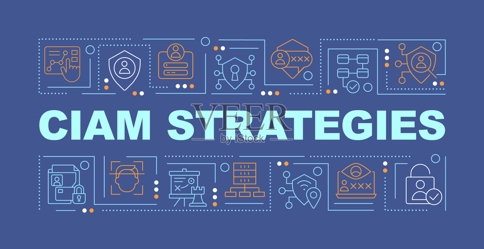 CIAM战略词概念深蓝色旗帜插画图片素材