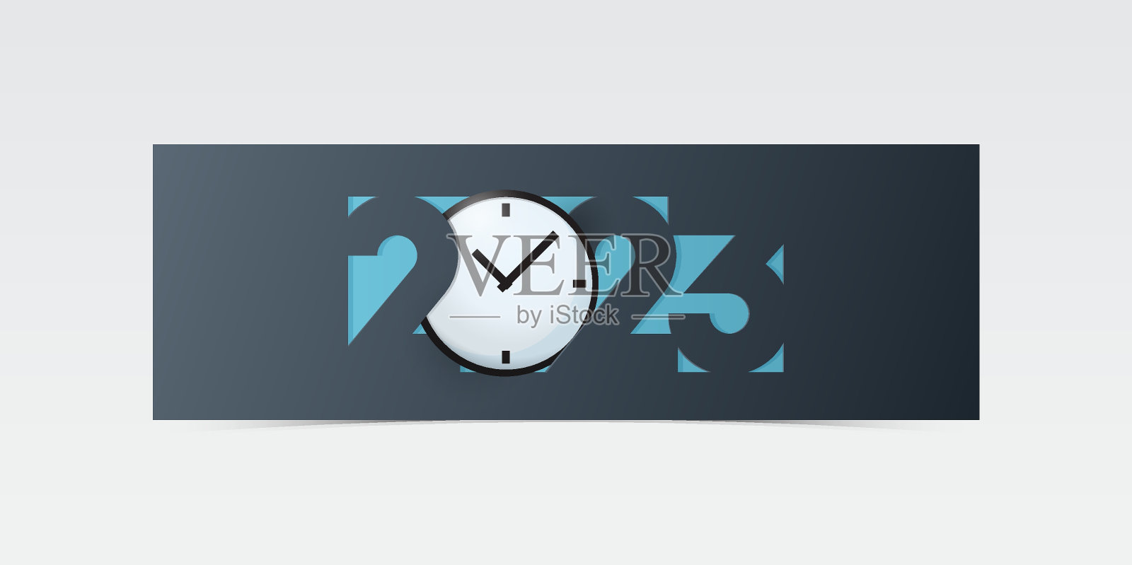 2023年新年快乐横幅模板设计与商业目标和装饰成功和达到目标和目标的概念。剪纸风格的新年商业横幅。插画图片素材