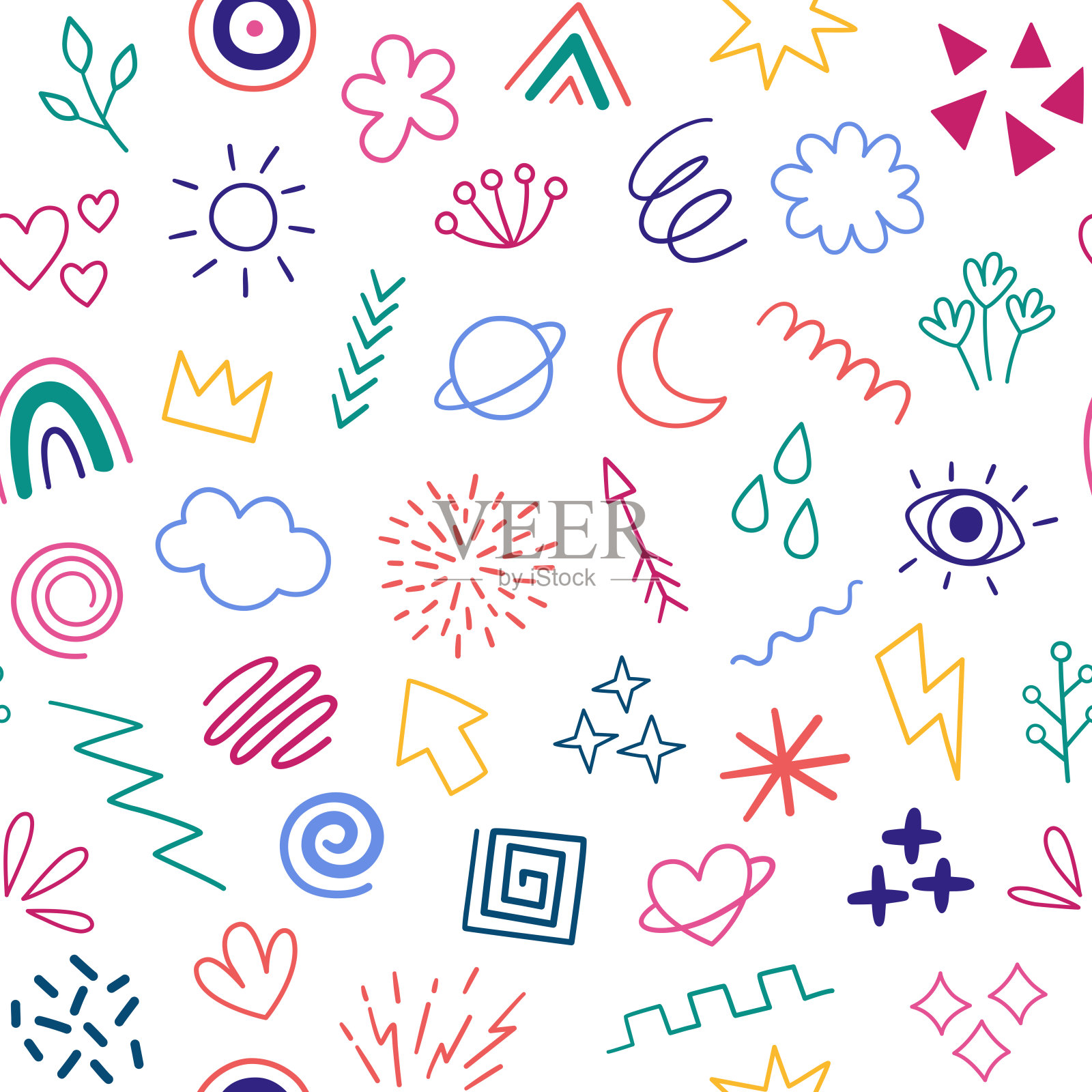 涂鸦无缝图案插画图片素材