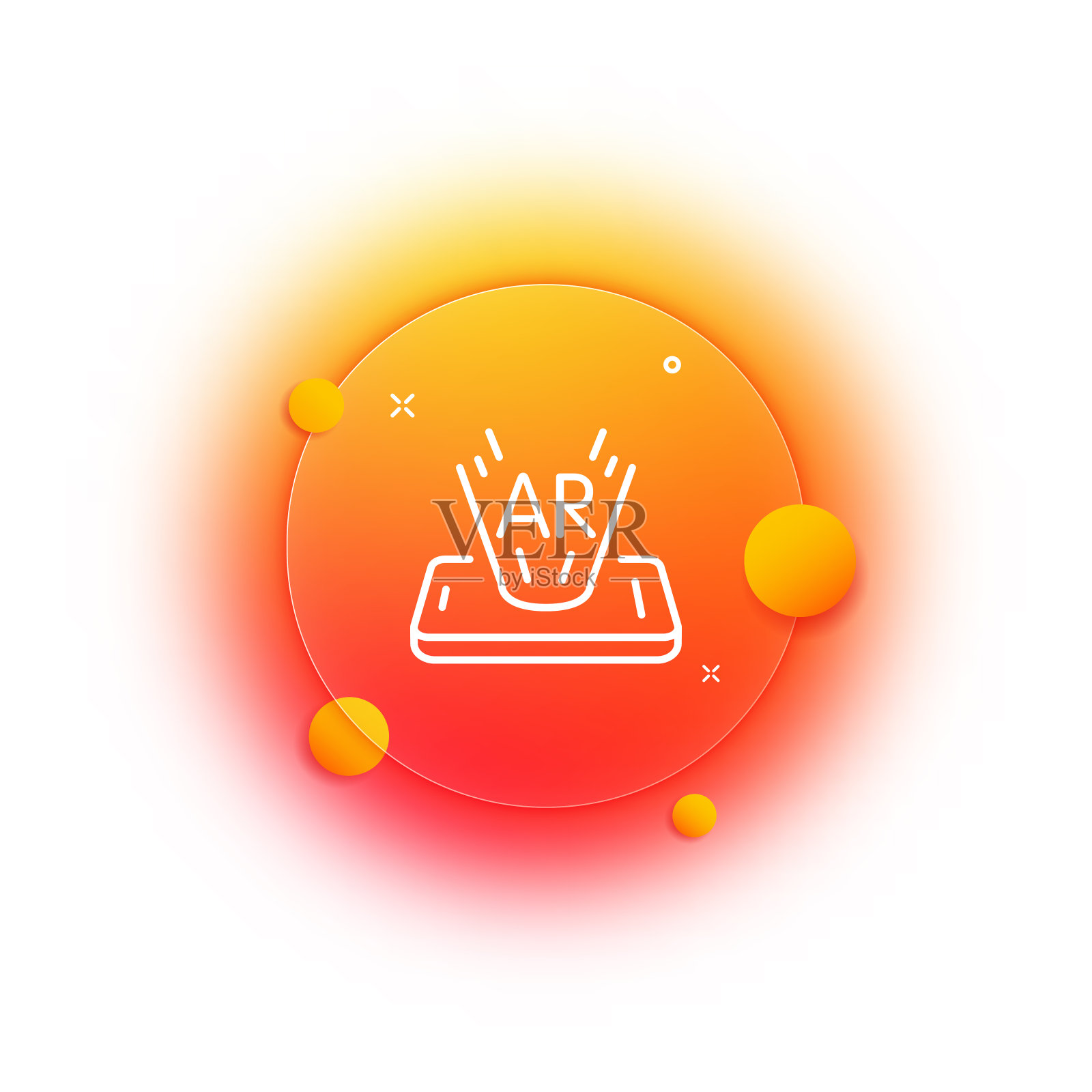 虚拟现实线图标。全息图,增强现实,未来技术,元宇宙,传送,传送门,人工智能,虚拟现实头盔,加密货币,网络空间,神经网络。Glassmorphism插画图片素材