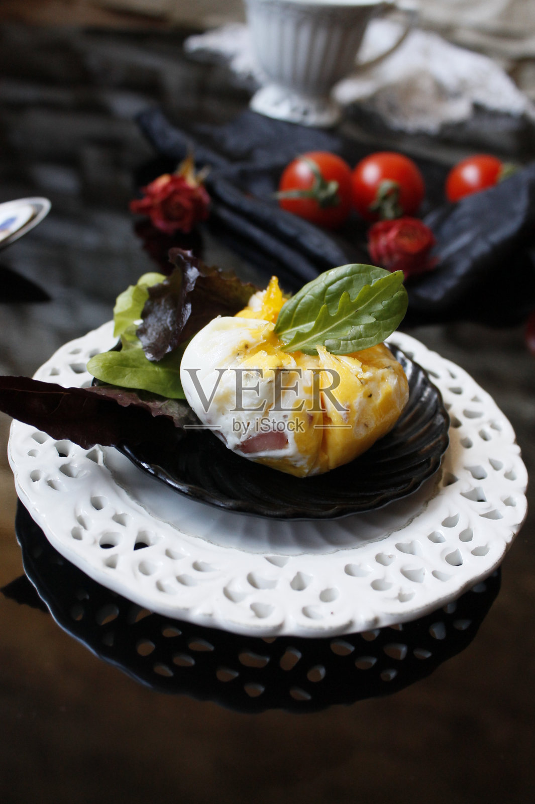 火腿包炒蛋照片摄影图片