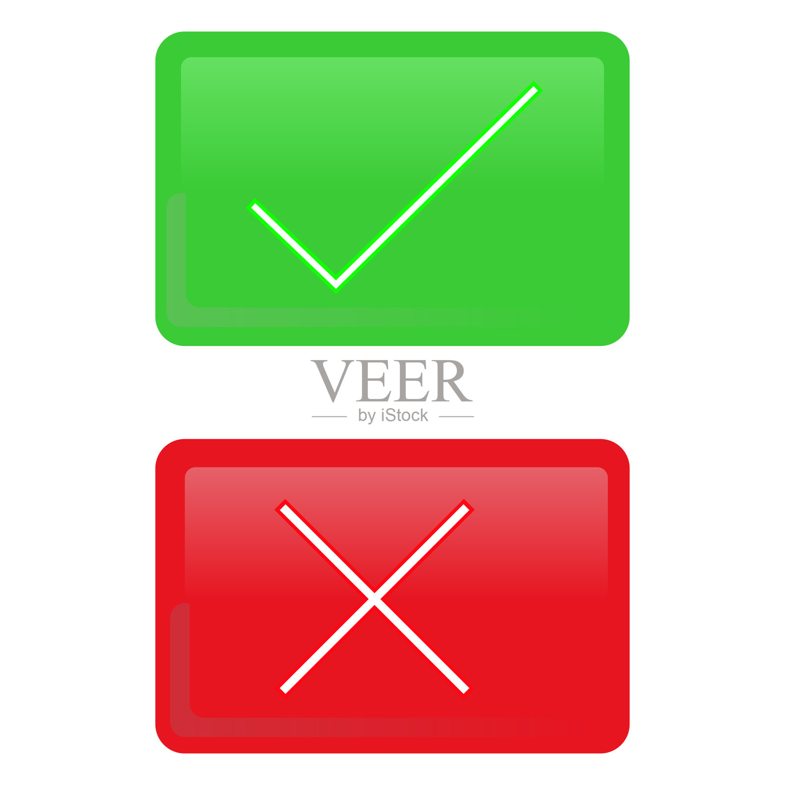 检查标记和划线,接受和拒绝,批准和拒绝,正确和不正确,真和假。绿色和红色。插画图片素材