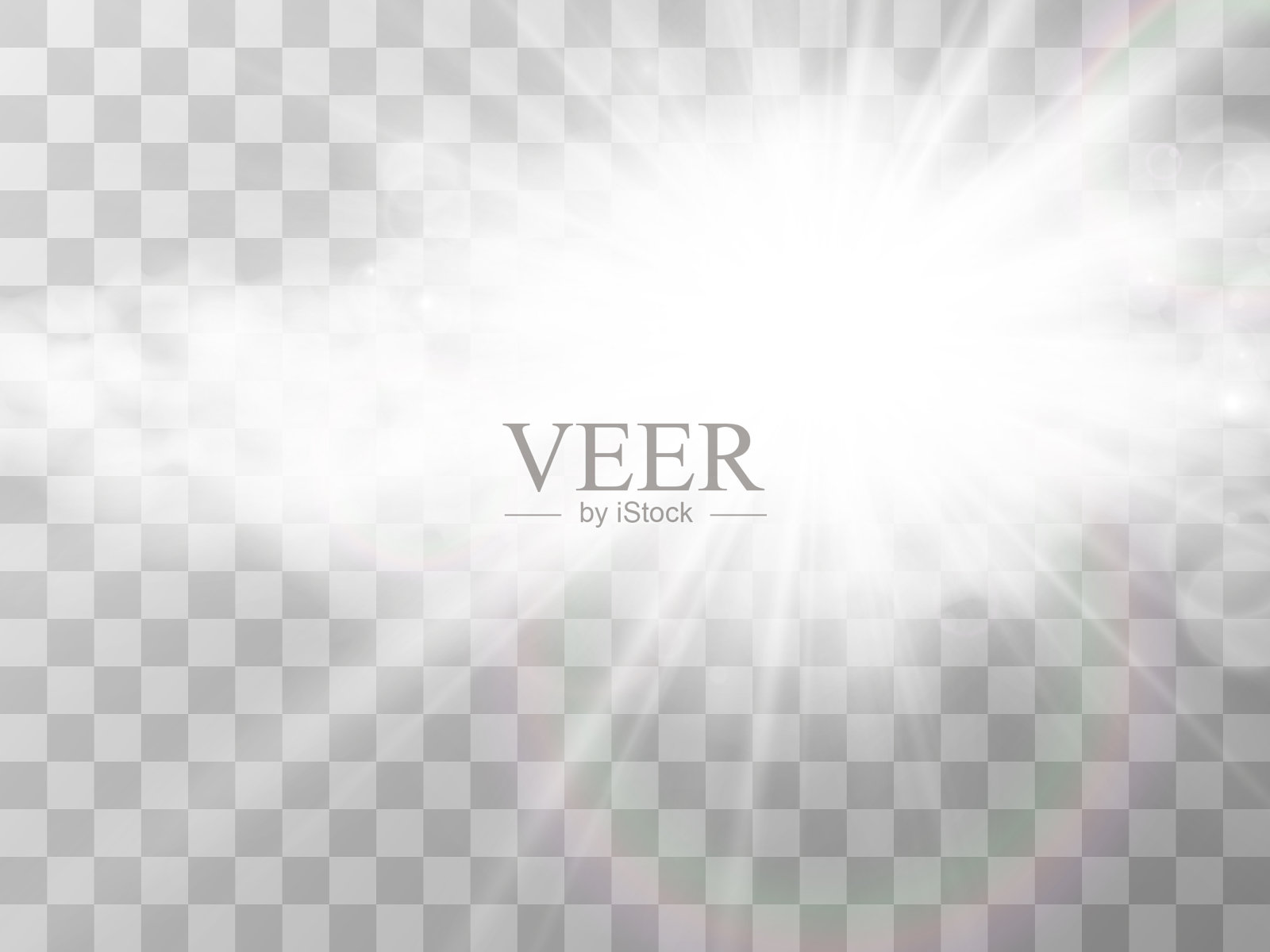 太阳透过云层照耀的插图。阳光。多云的向量。插画图片素材