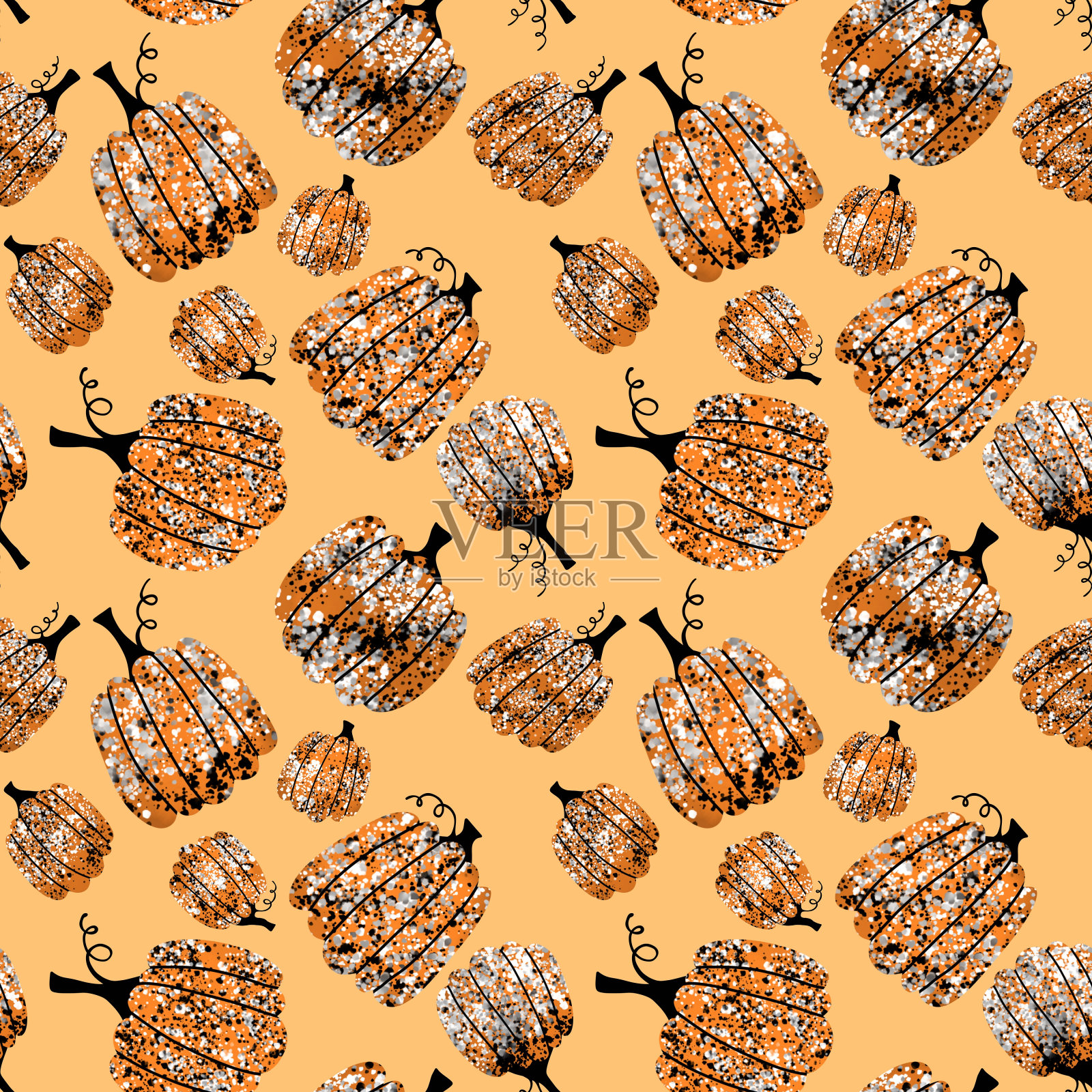 万圣节无缝南瓜图案的织物和纺织品包装插画图片素材