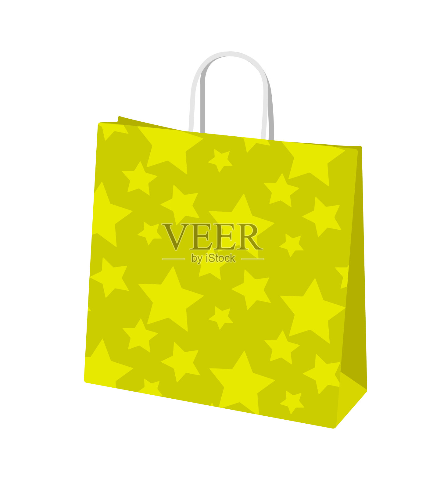 购物纸袋模板矢量图(星型图案)插画图片素材