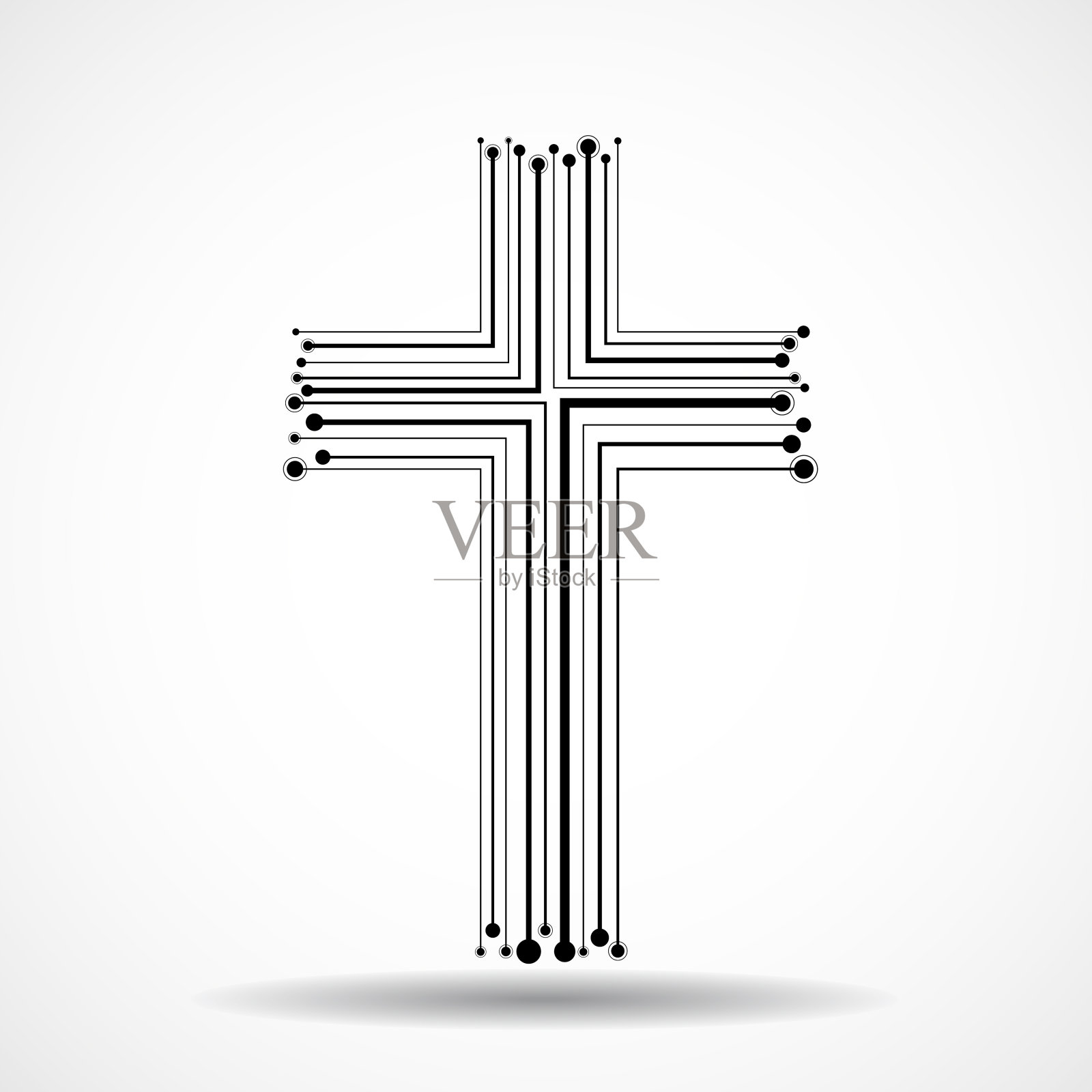 摘要电子线路板的形状交叉。基督教的象征插画图片素材