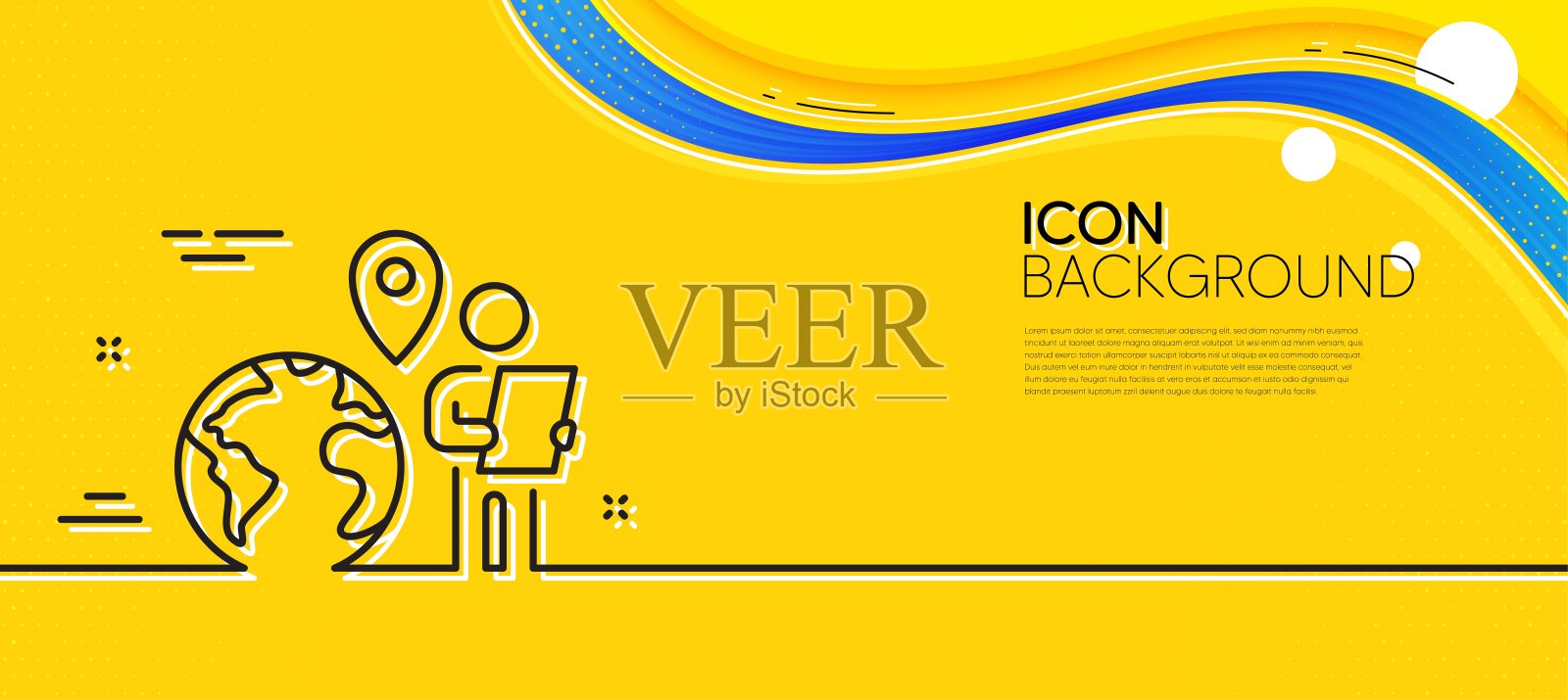 外包工作线图标。自由职业的标志。最小线黄色横幅。向量插画图片素材