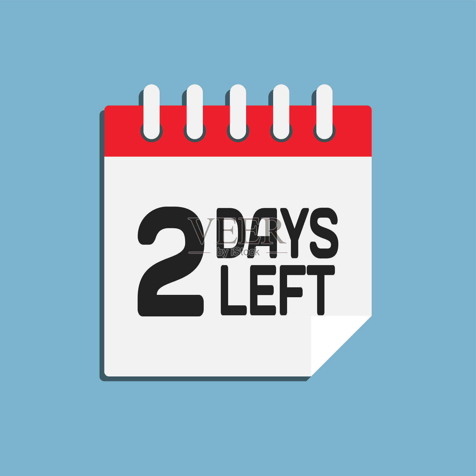 倒计时每日页面日历图标- 2天剩下插画图片素材