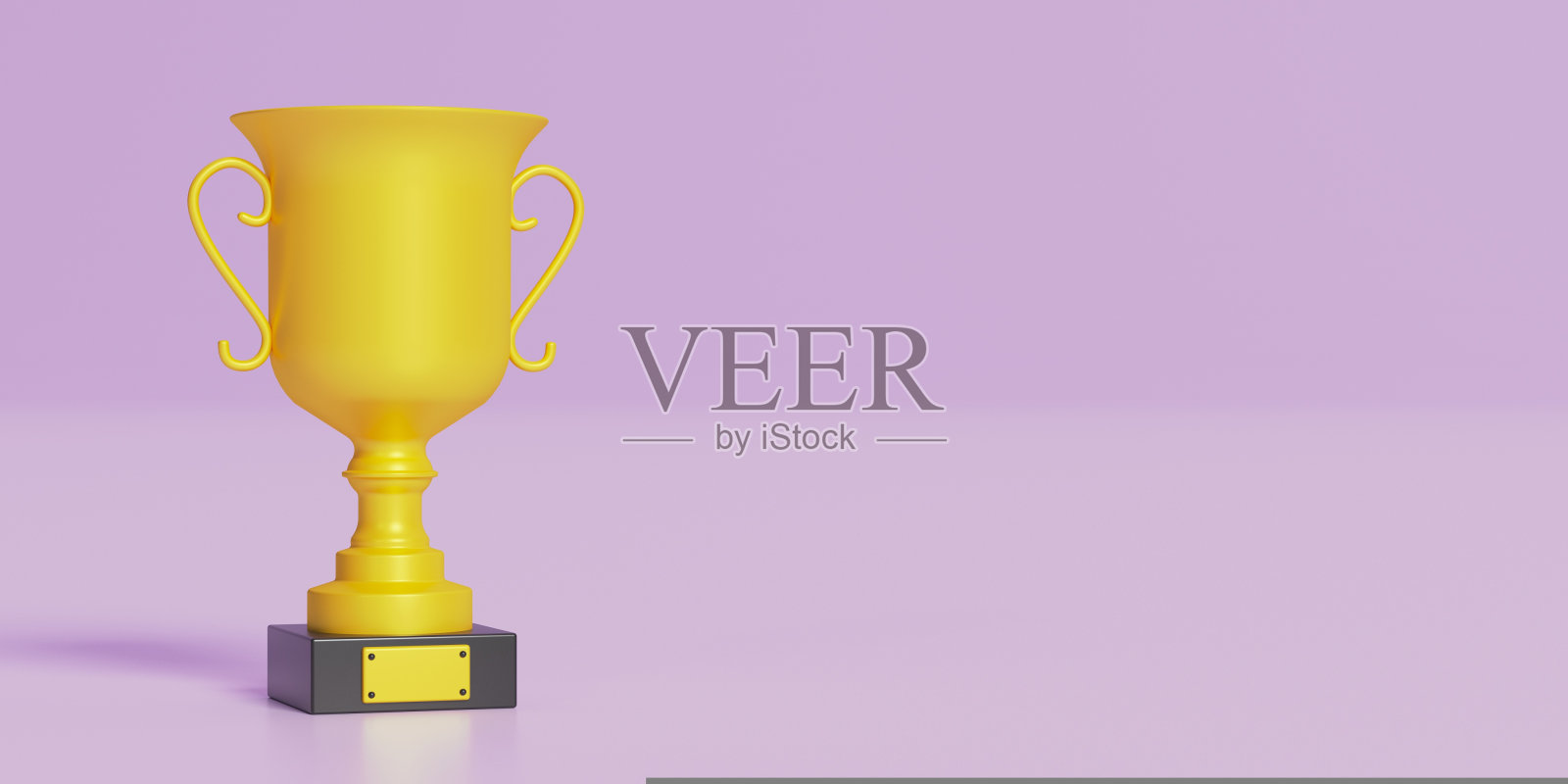 粉彩背景的奖品杯,胜利的概念,成就。照片摄影图片