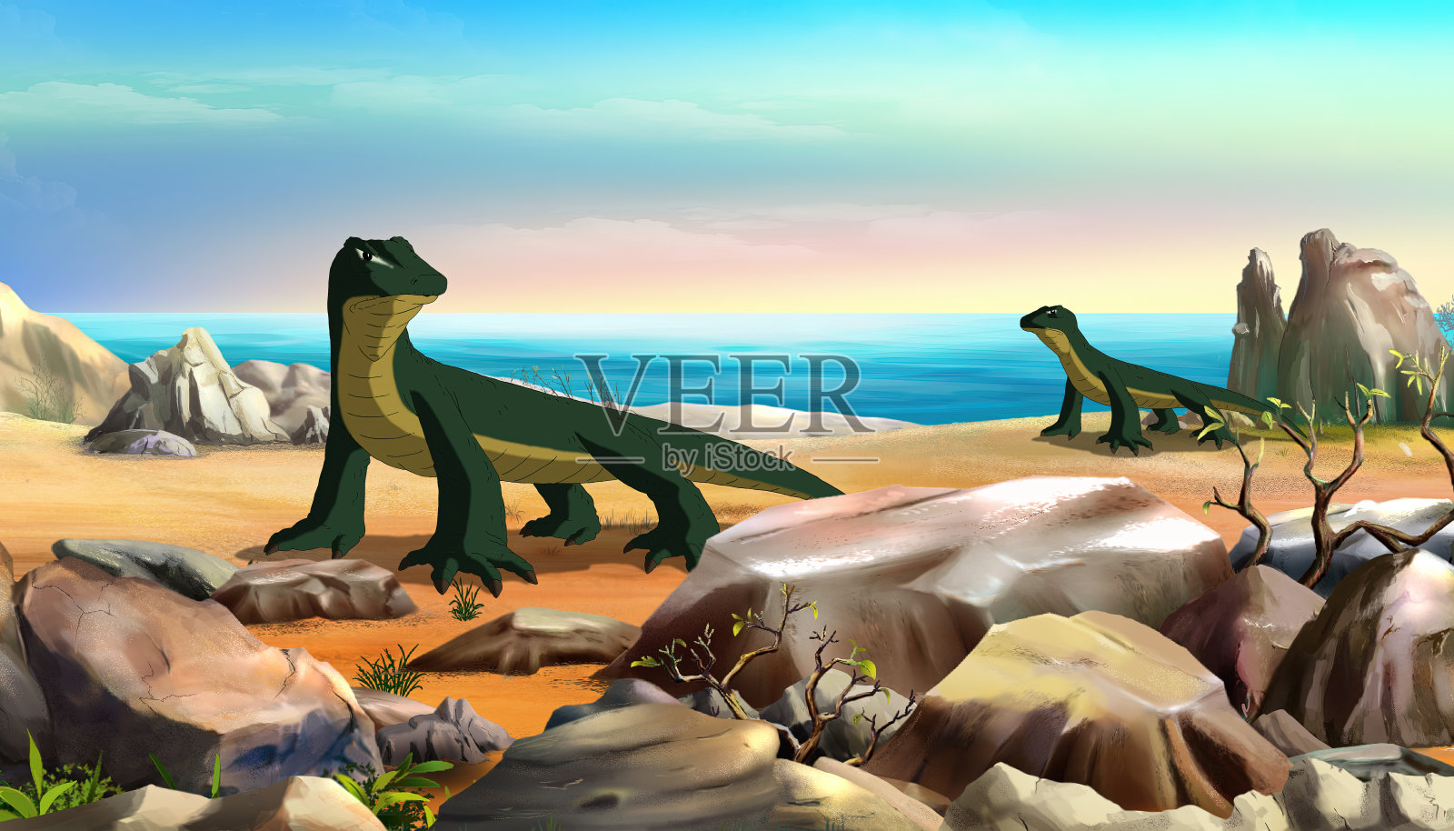 科莫多龙插图插画图片素材